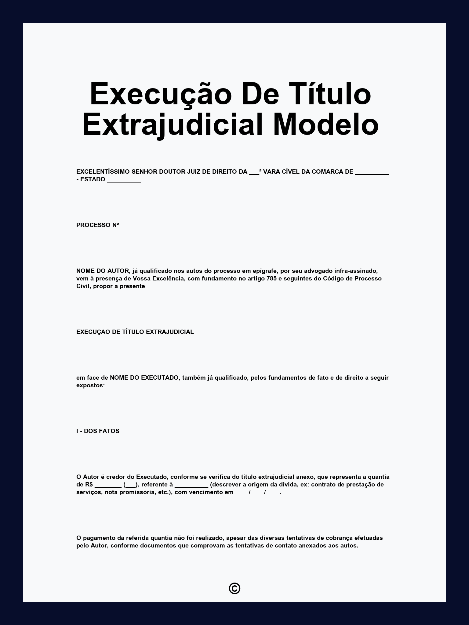 Execução De Título Extrajudicial Modelo