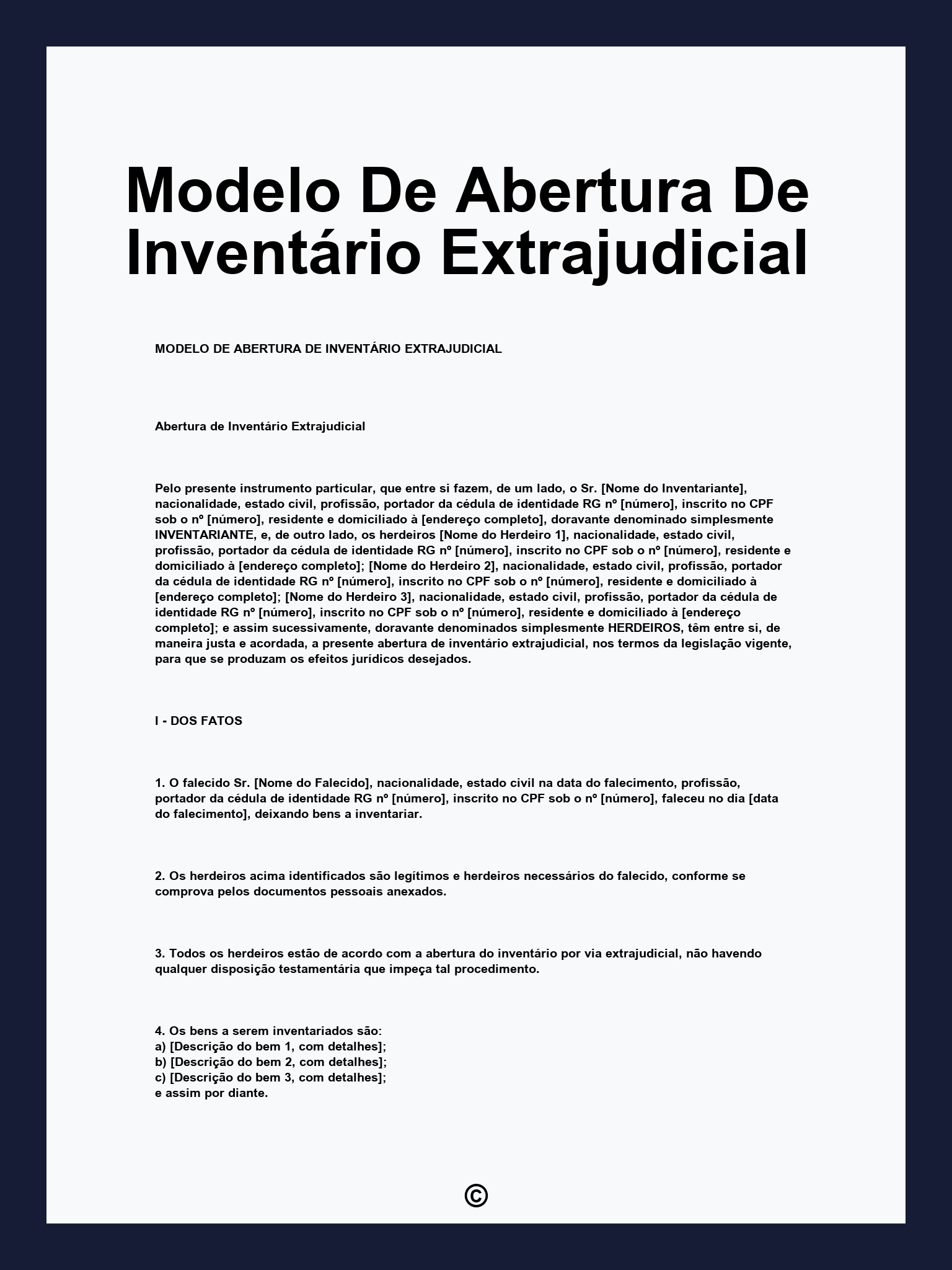 Modelo De Abertura De Inventário Extrajudicial