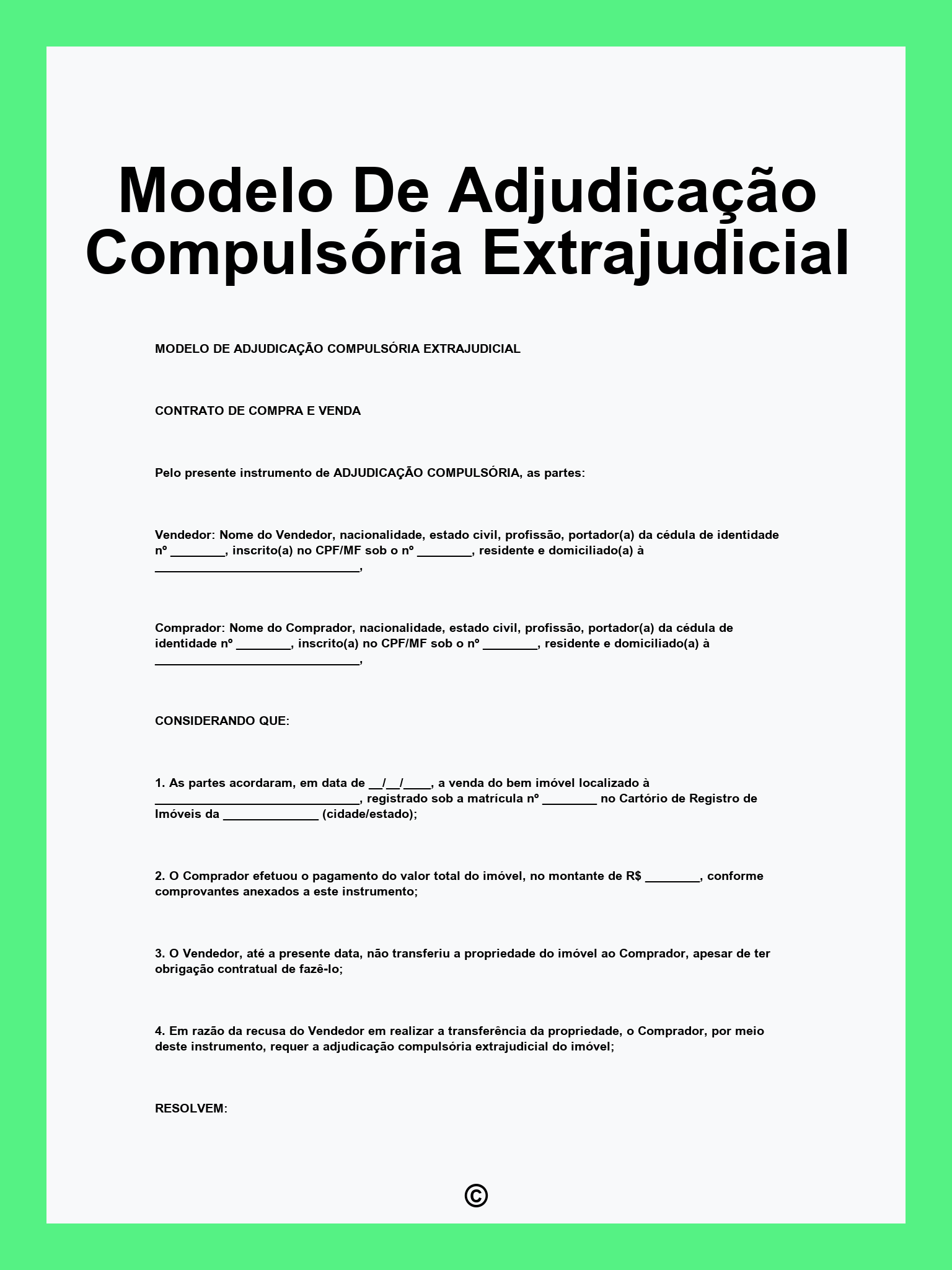Modelo De Adjudicação Compulsória Extrajudicial