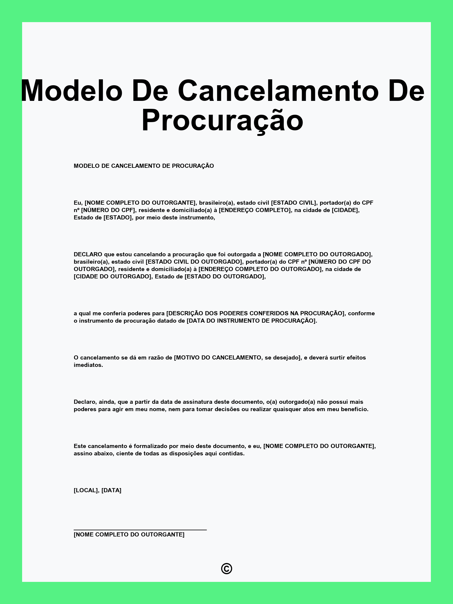 Modelo De Cancelamento De Procuração