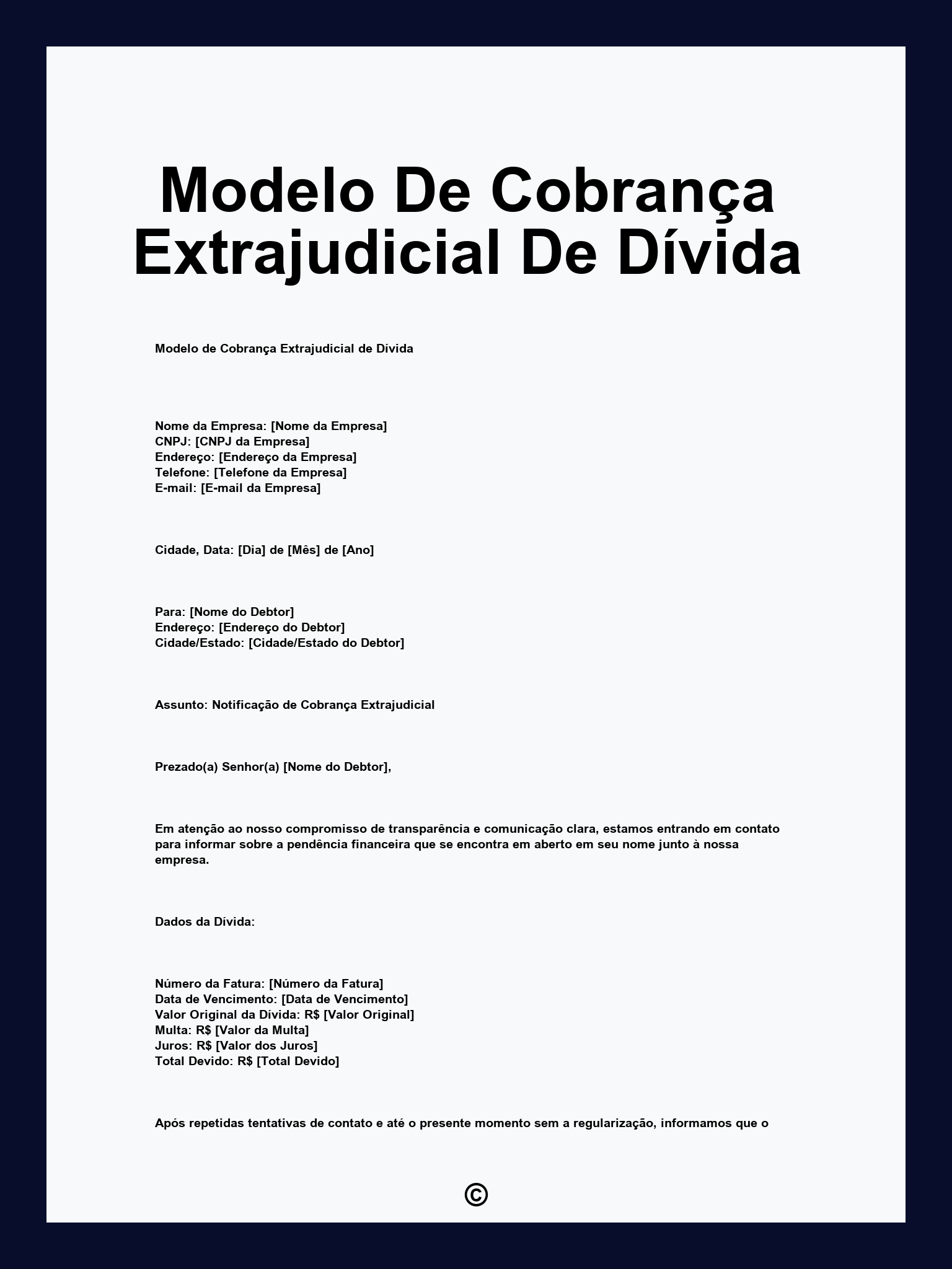 Modelo De Cobrança Extrajudicial De Dívida