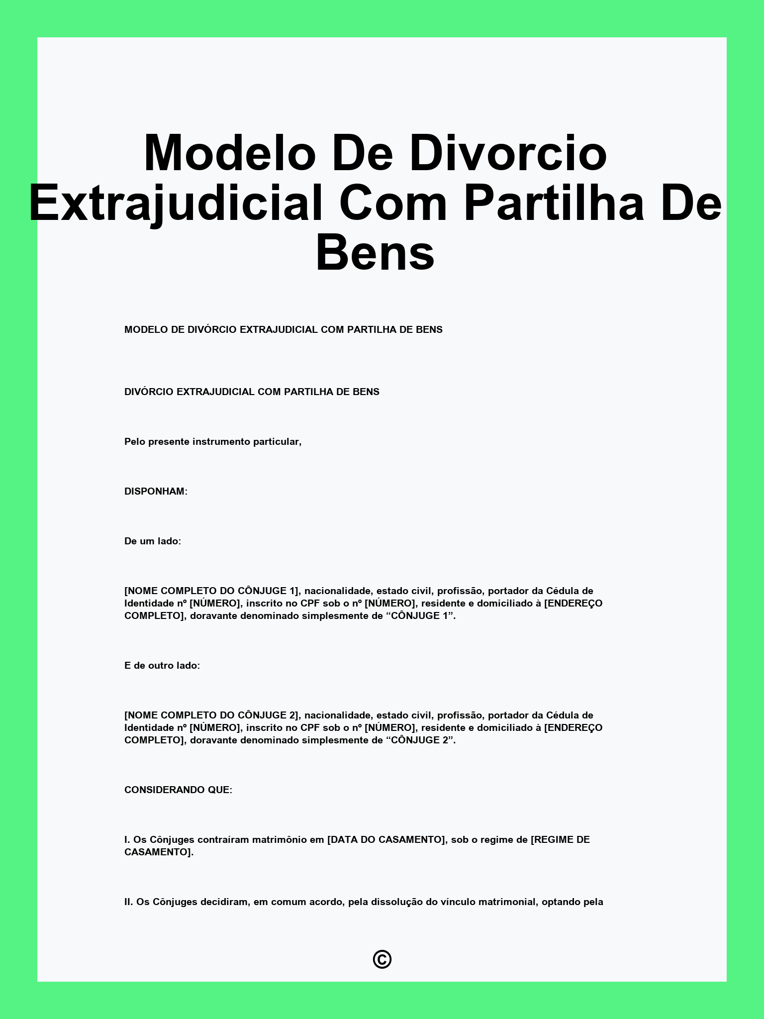 Modelo De Divorcio Extrajudicial Com Partilha De Bens