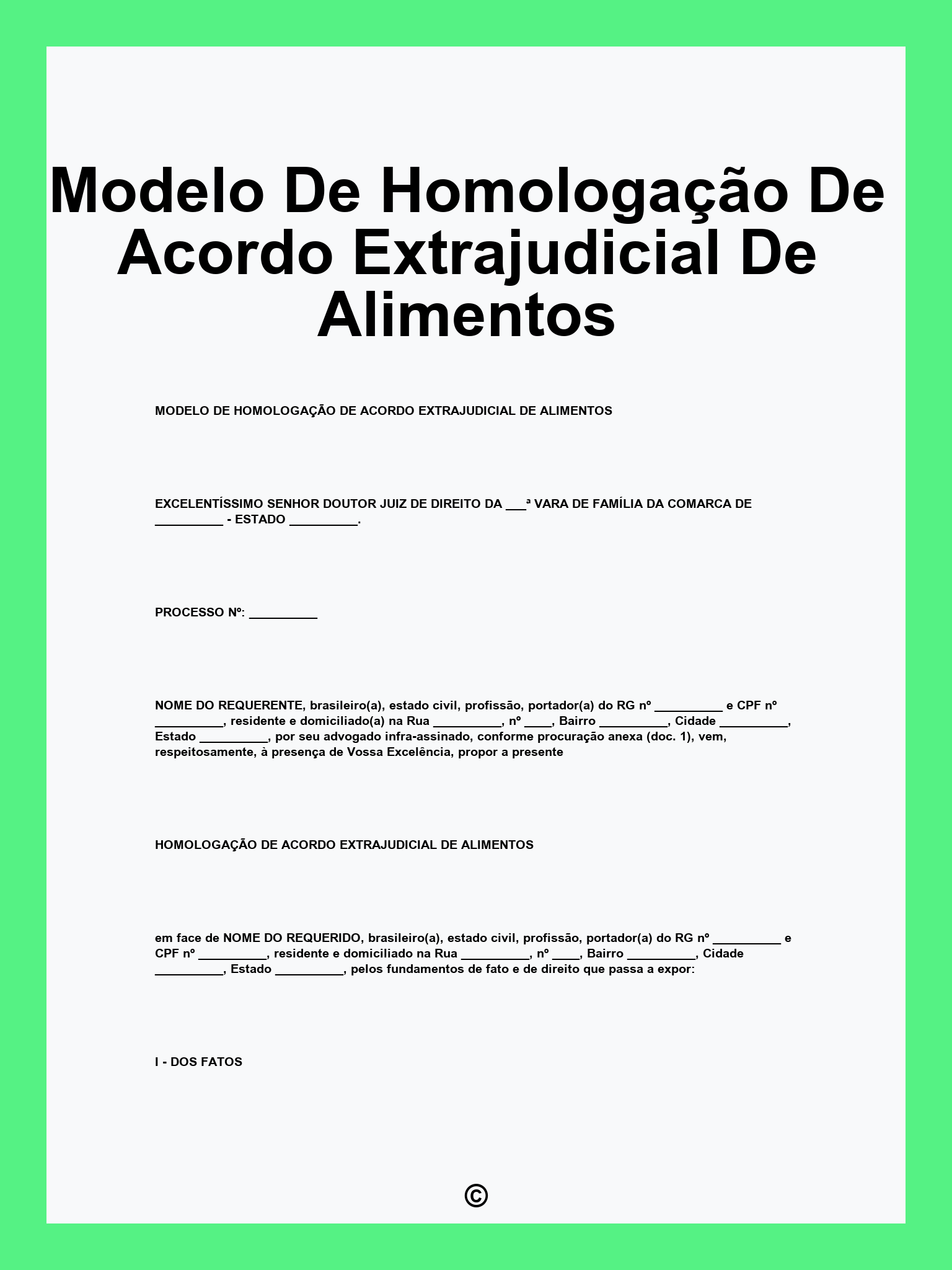 Modelo De Homologação De Acordo Extrajudicial De Alimentos