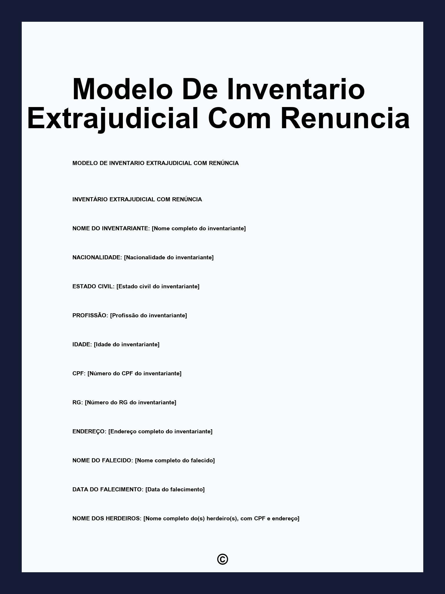 Modelo De Inventario Extrajudicial Com Renuncia