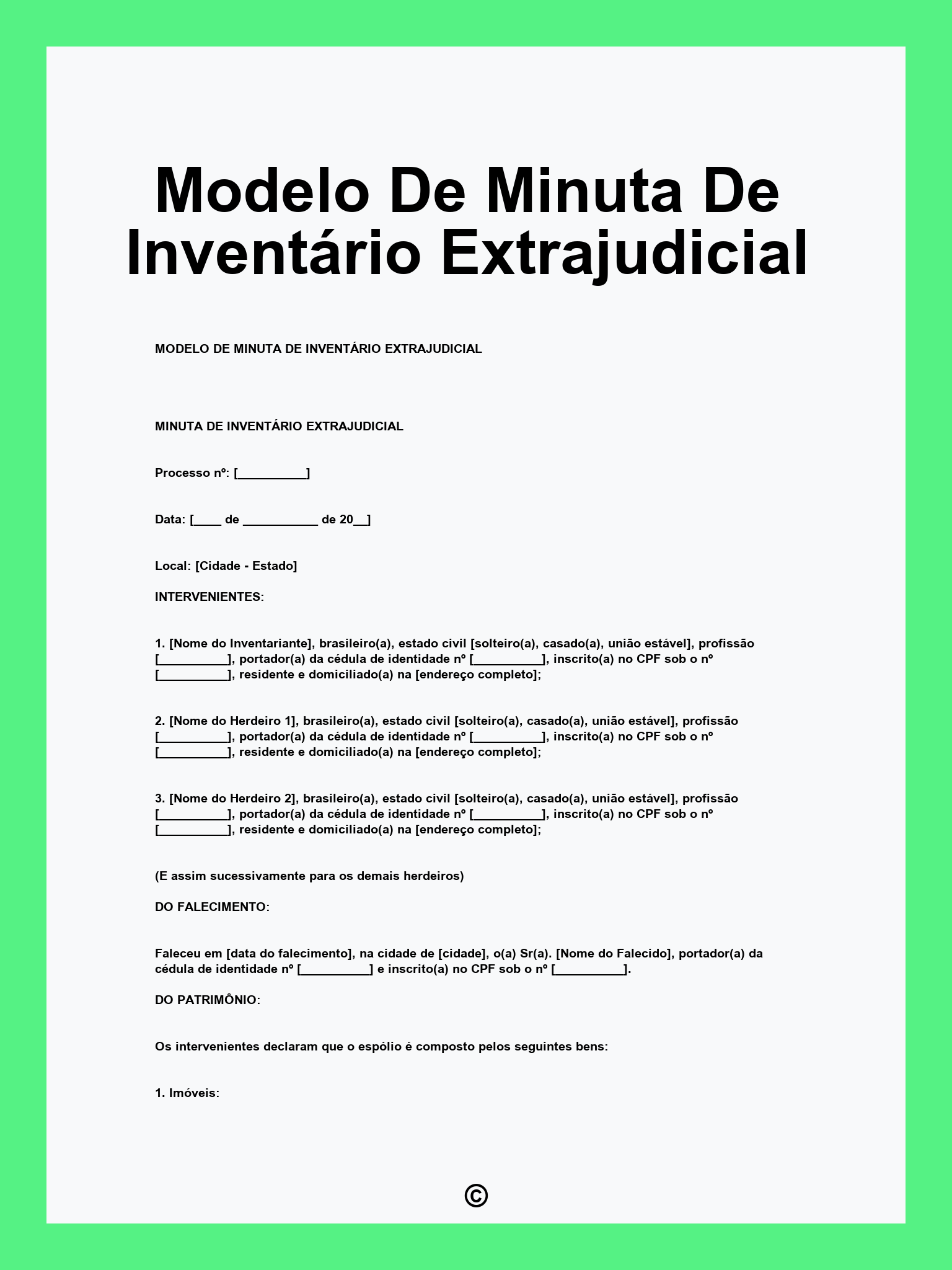 Modelo De Minuta De Inventário Extrajudicial