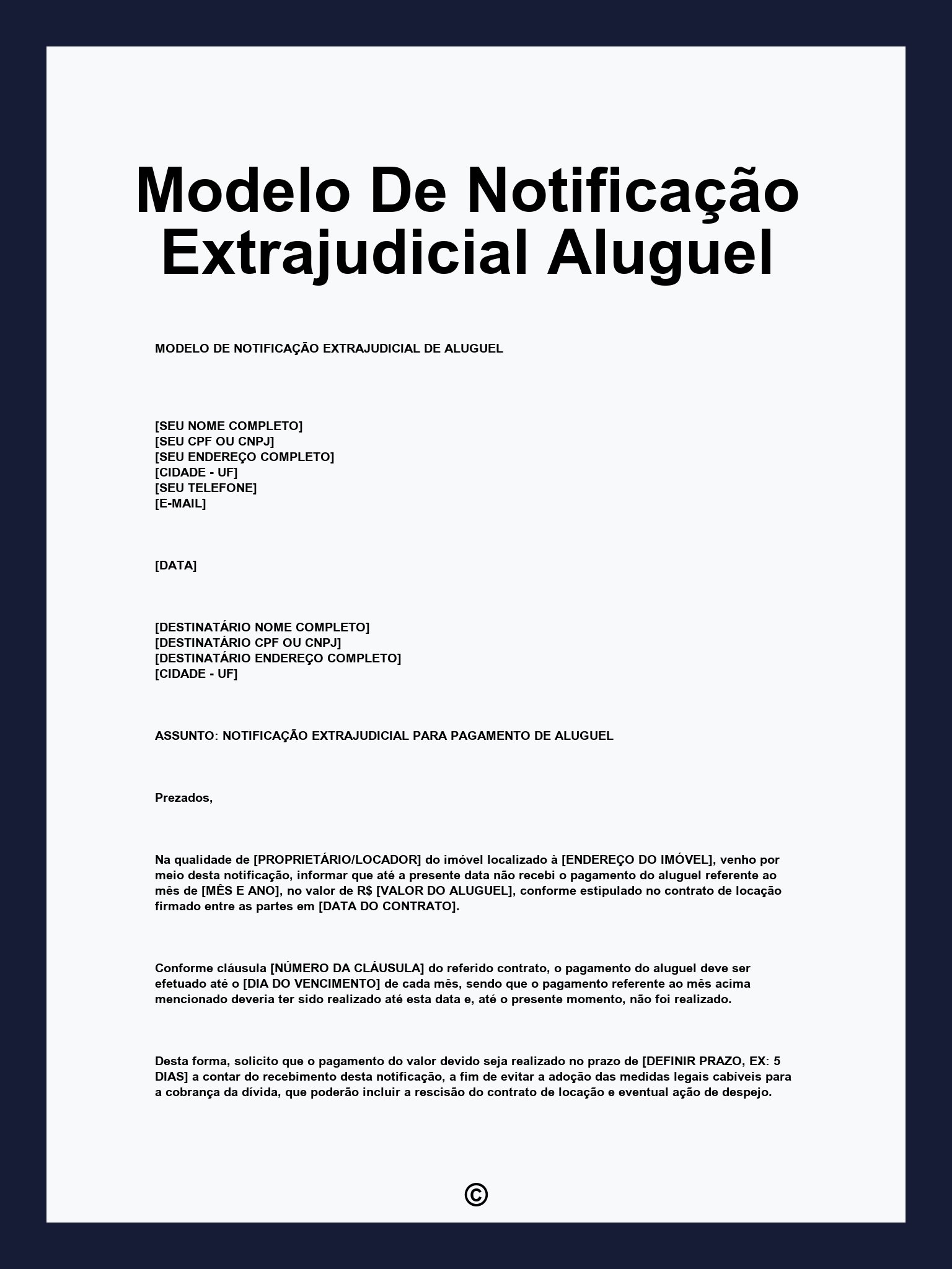 Modelo De Notificação Extrajudicial Aluguel