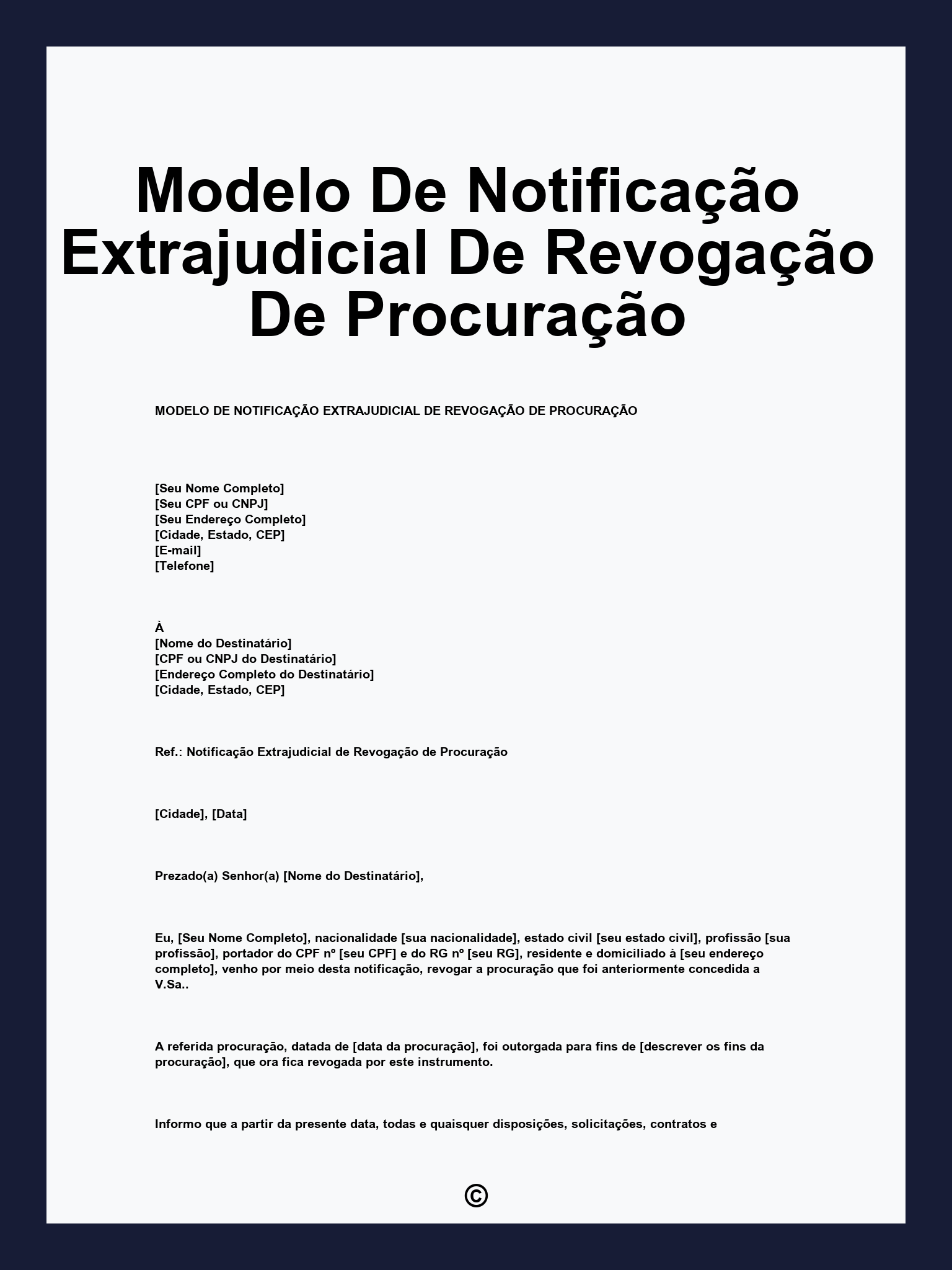Modelo De Notificação Extrajudicial De Revogação De Procuração