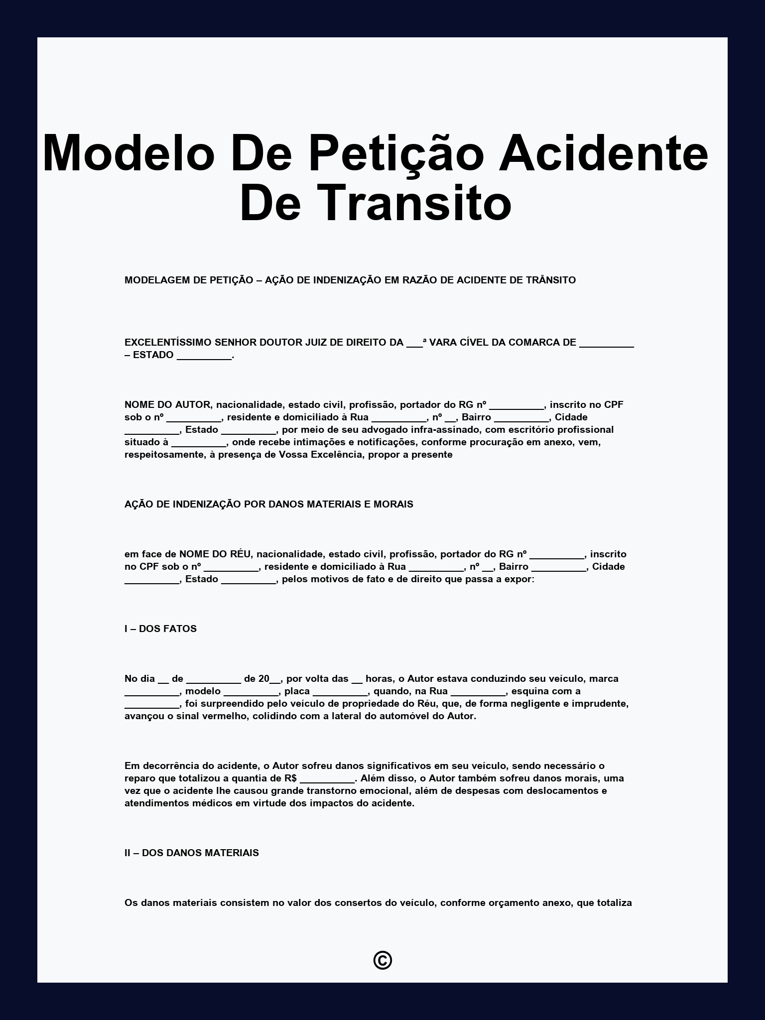 Modelo De Petição Acidente De Transito