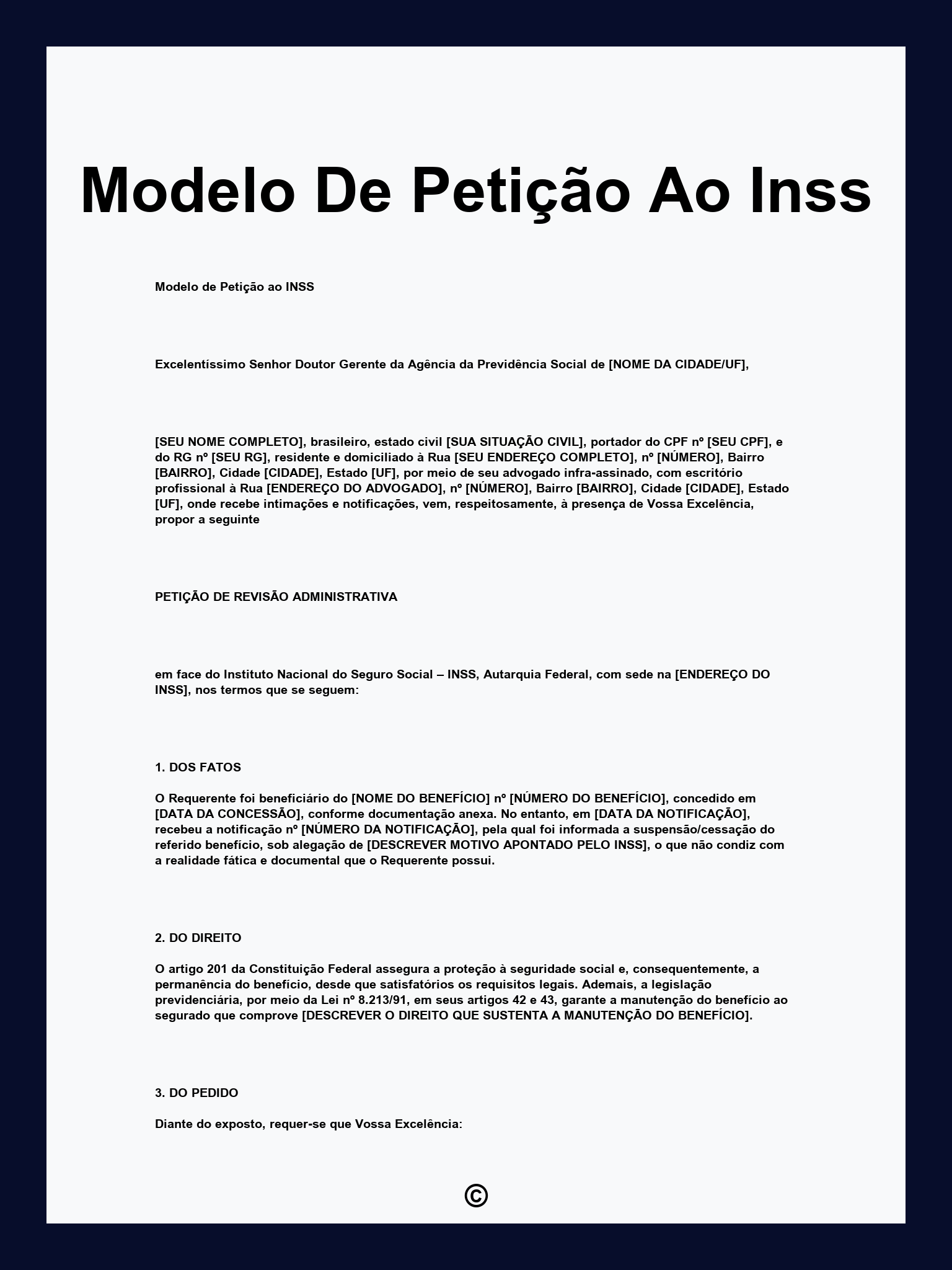 Modelo De Petição Ao Inss