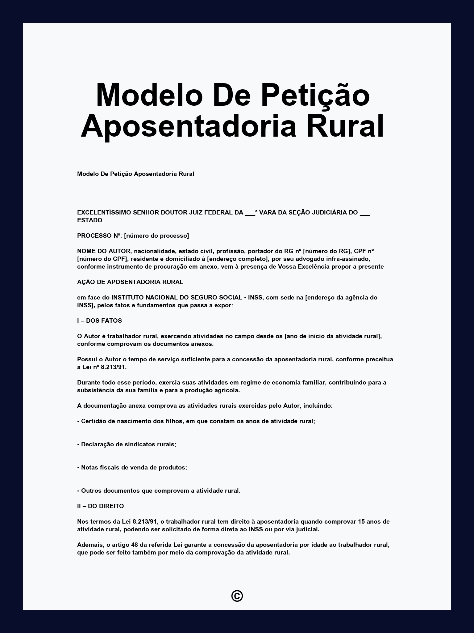 Modelo De Petição Aposentadoria Rural