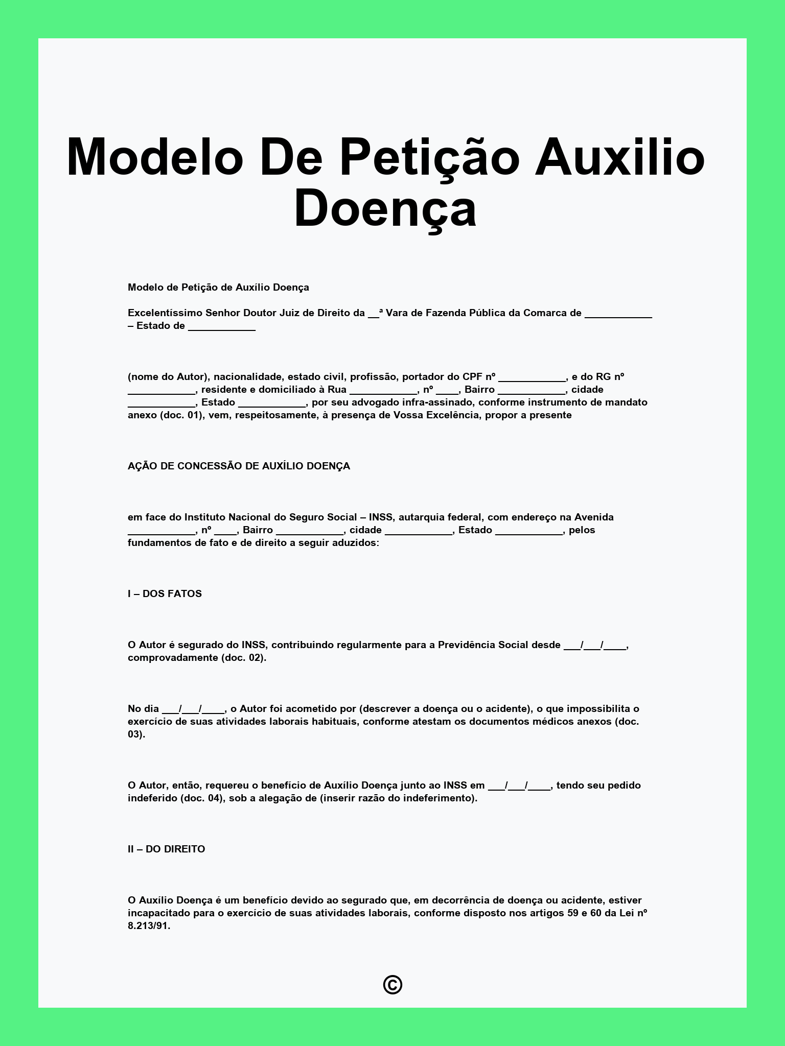 Modelo De Petição Auxilio Doença