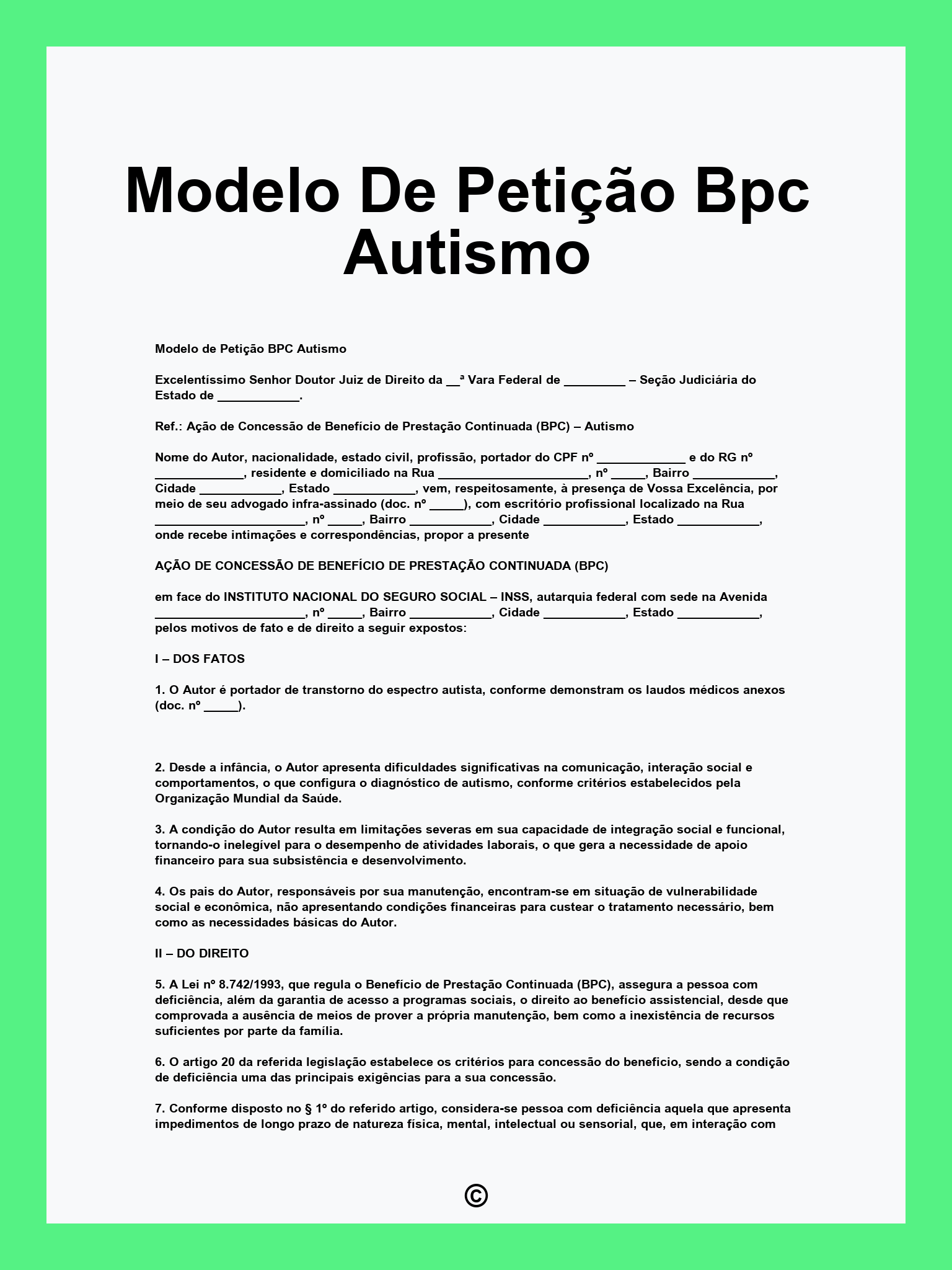 Modelo De Petição Bpc Autismo