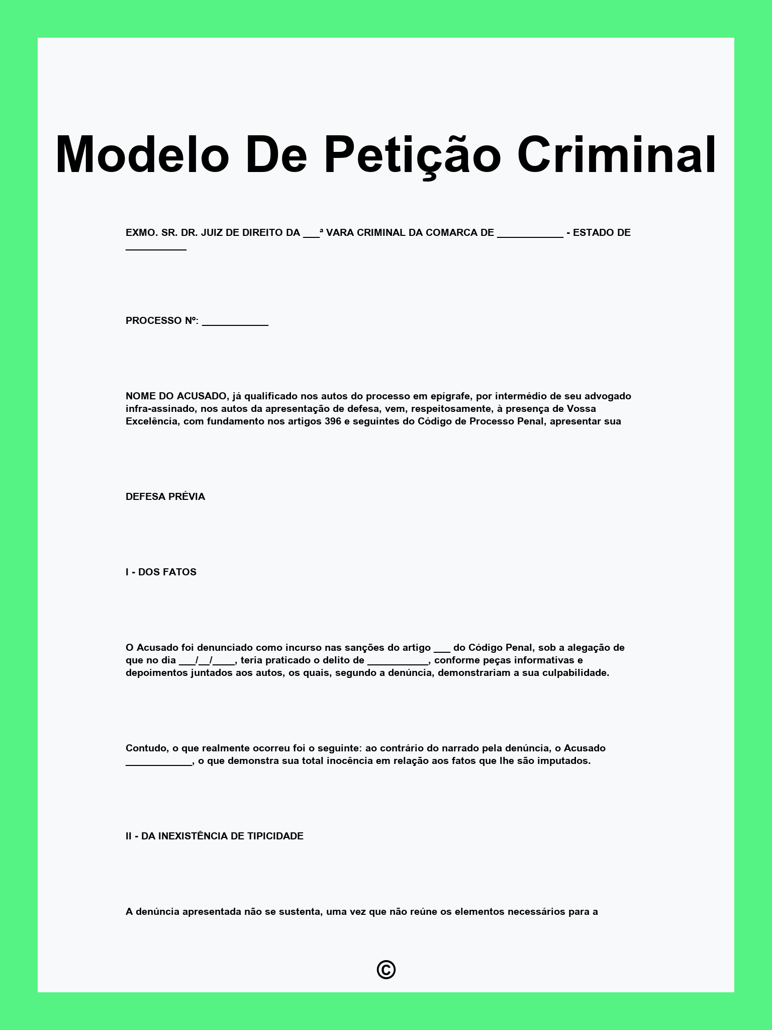 Modelo De Petição Criminal