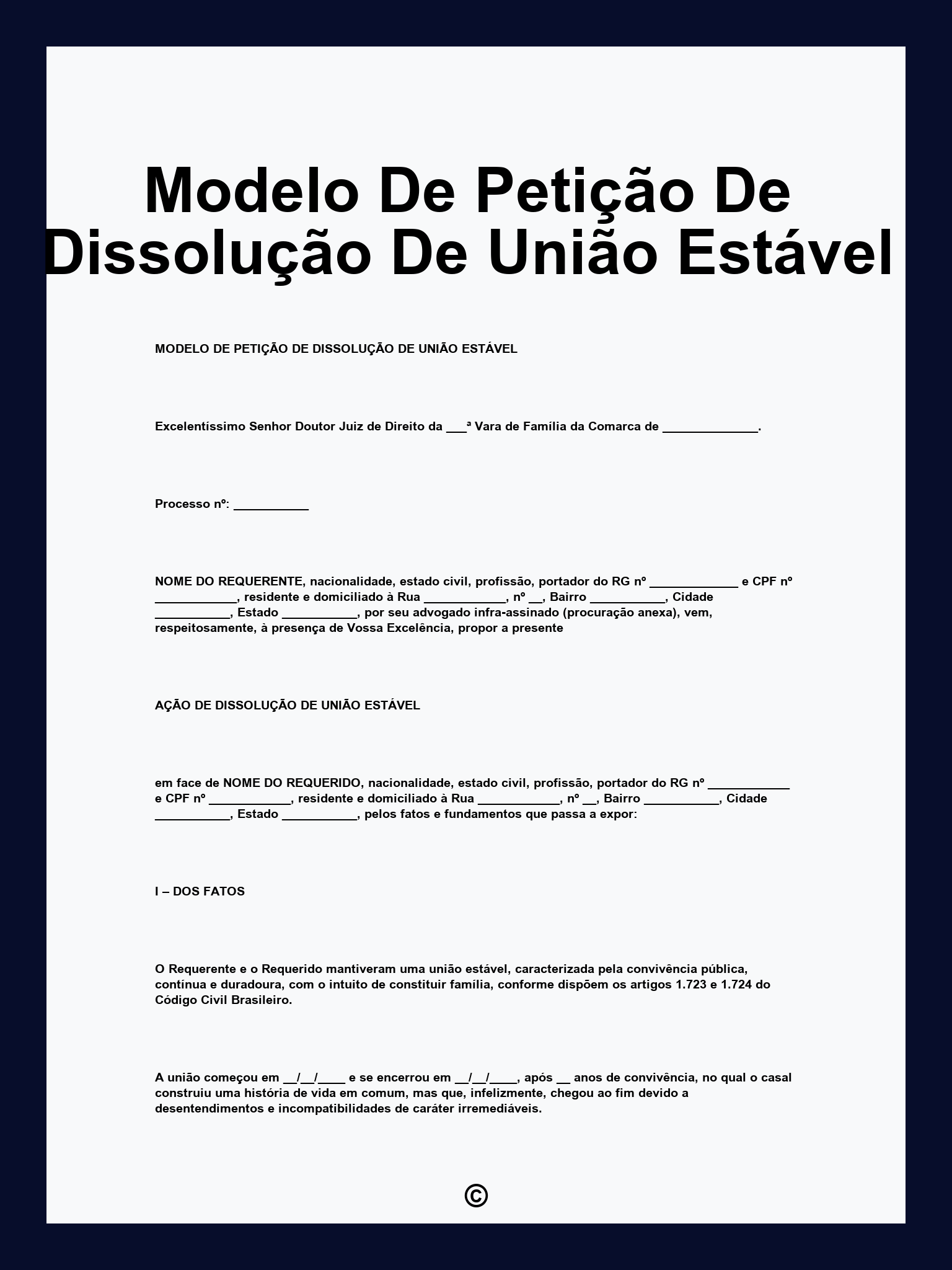 Modelo De Petição De Dissolução De União Estável