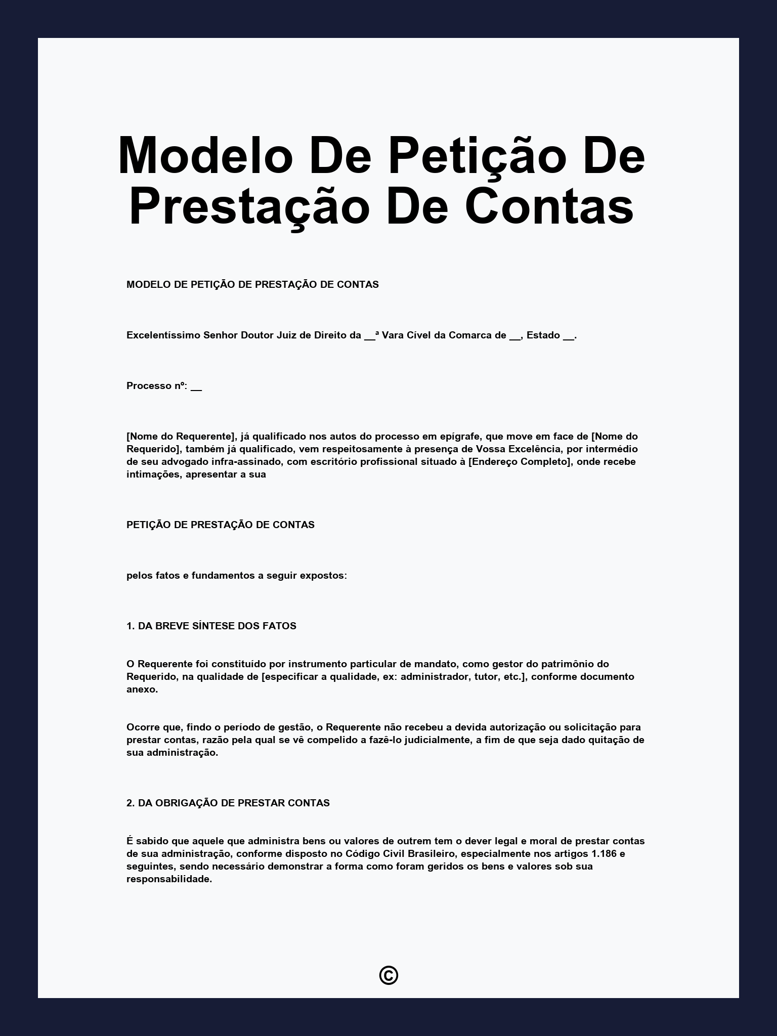 Modelo De Petição De Prestação De Contas
