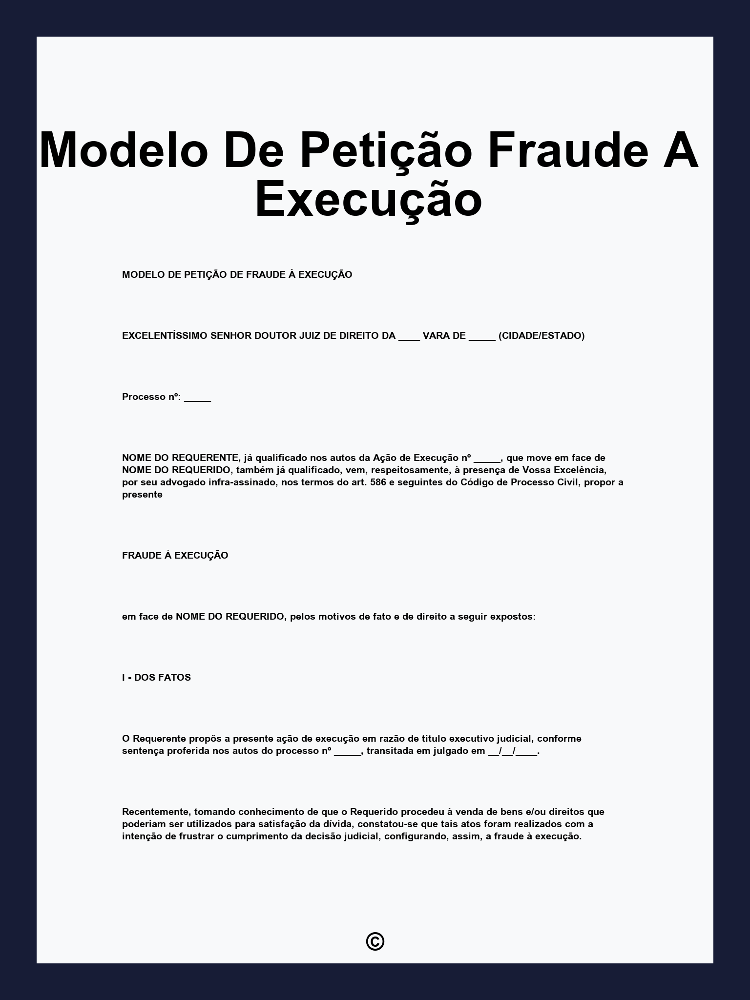 Modelo De Petição Fraude A Execução