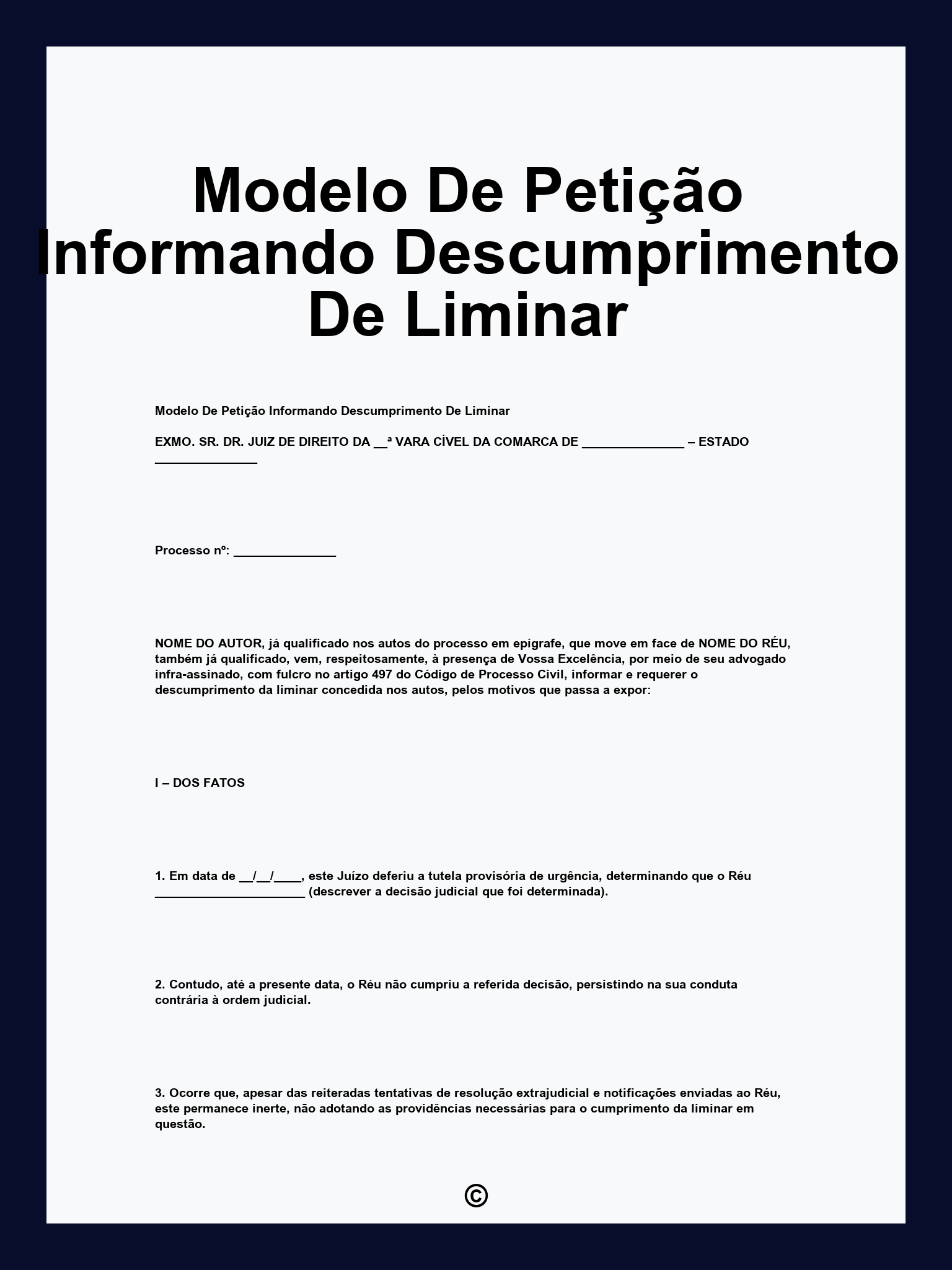 Modelo De Petição Informando Descumprimento De Liminar