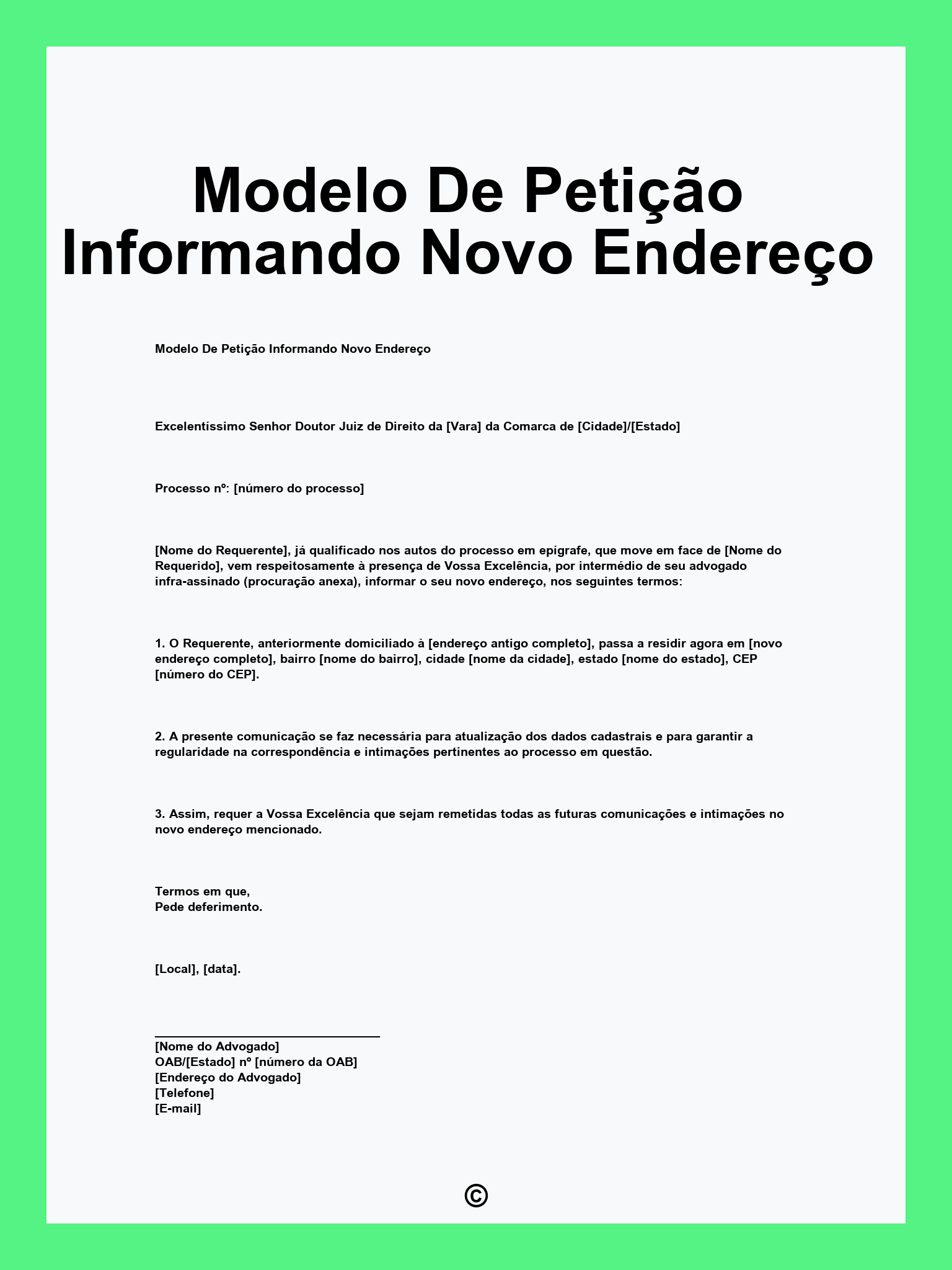 Modelo De Petição Informando Novo Endereço