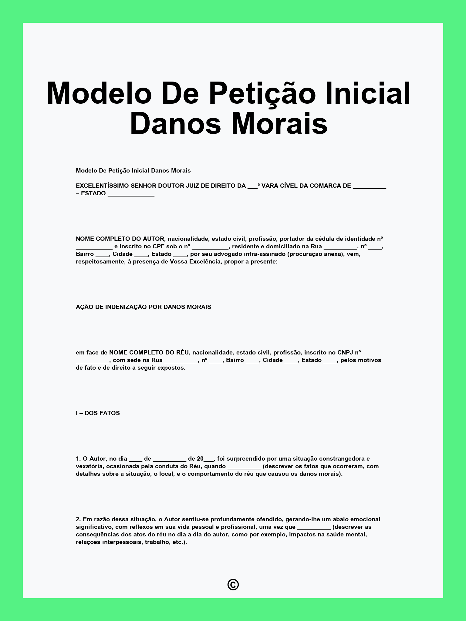Modelo De Petição Inicial Danos Morais