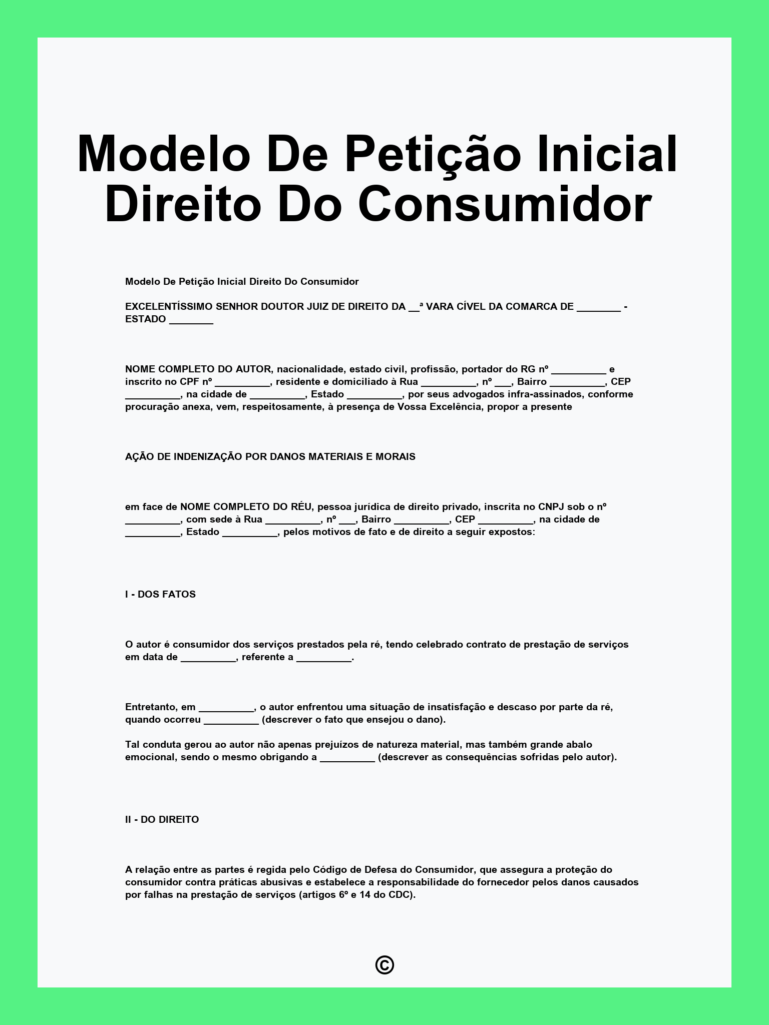 Modelo De Petição Inicial Direito Do Consumidor