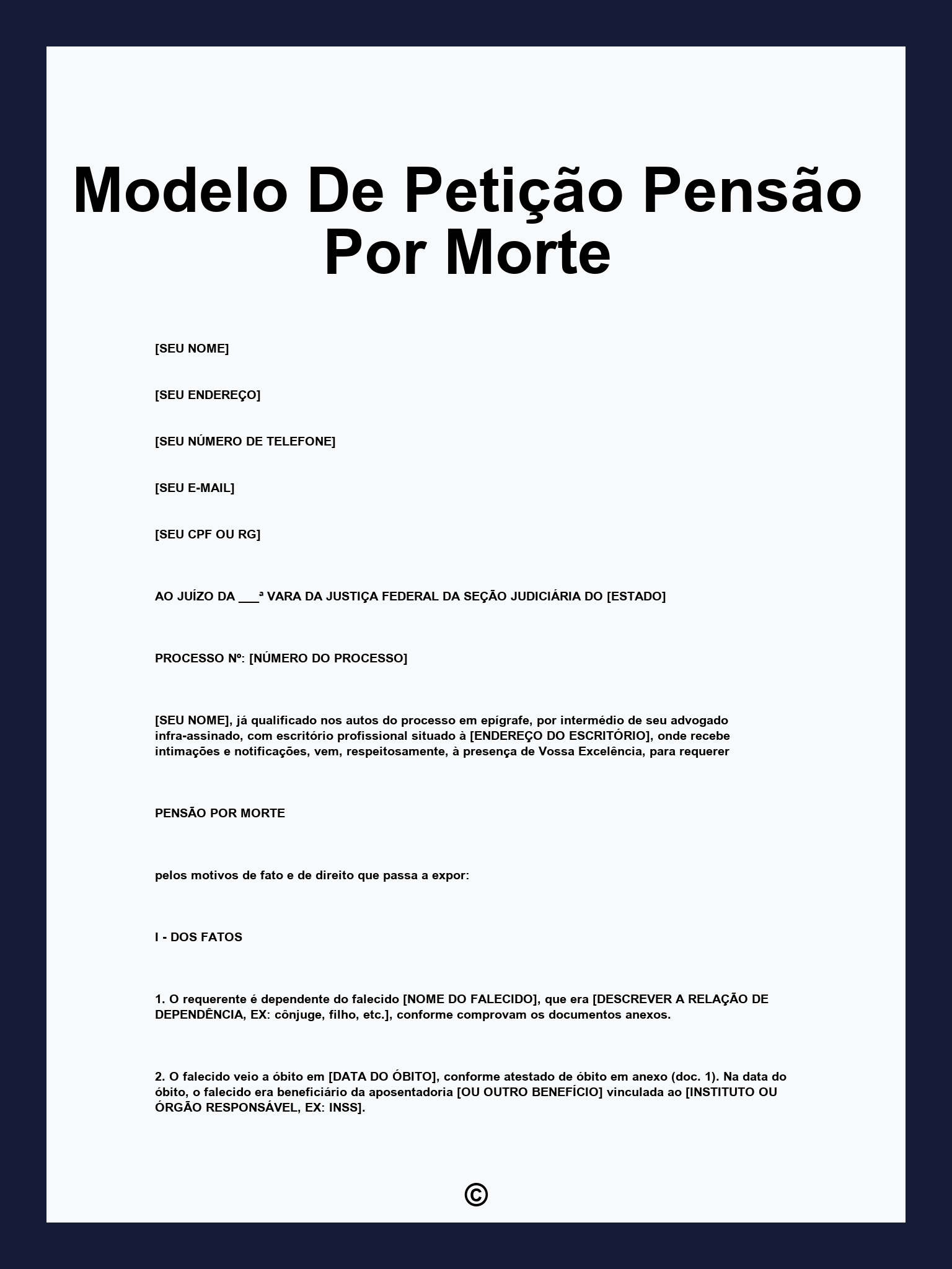 Modelo De Petição Pensão Por Morte