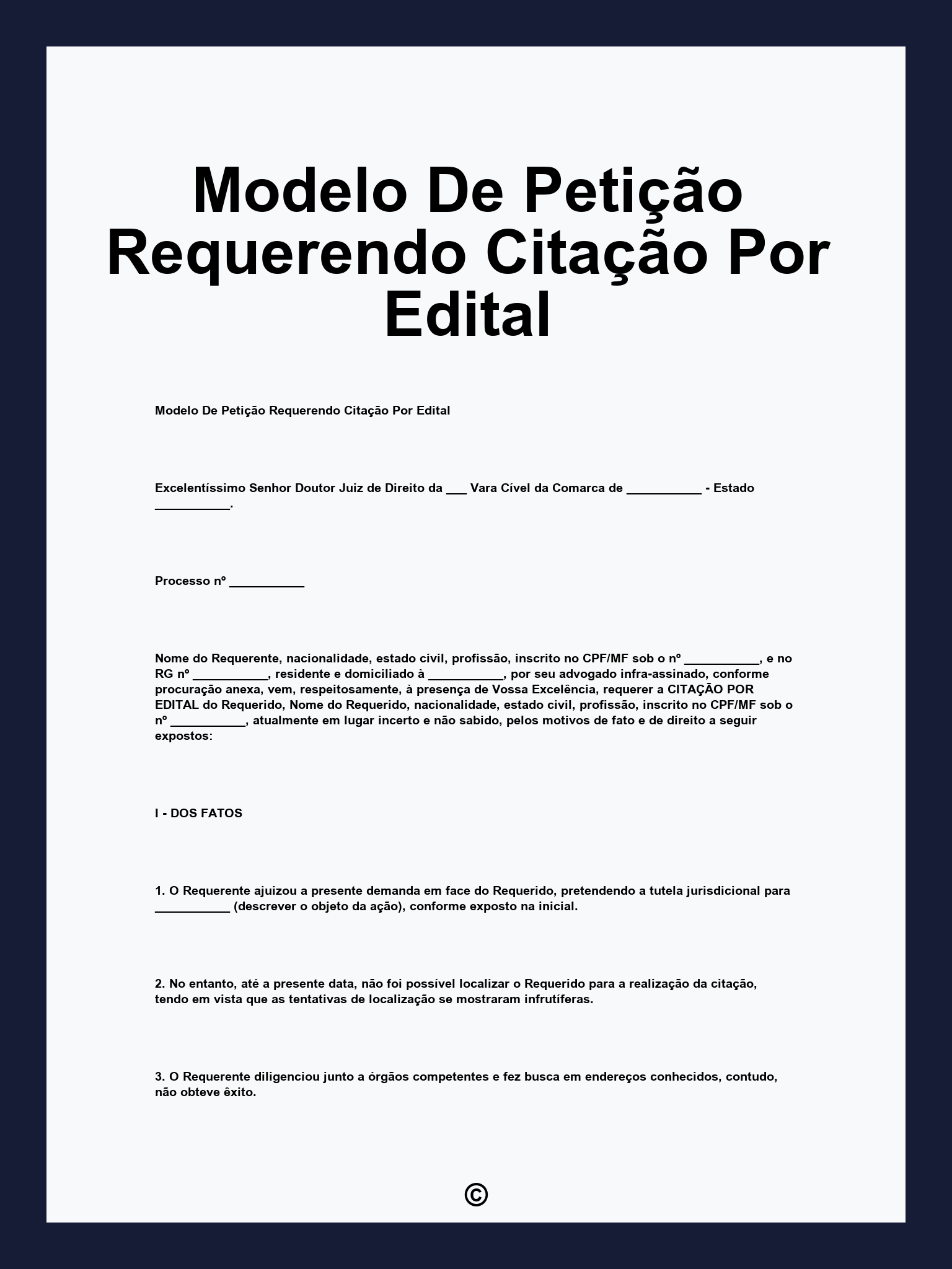 Modelo De Petição Requerendo Citação Por Edital