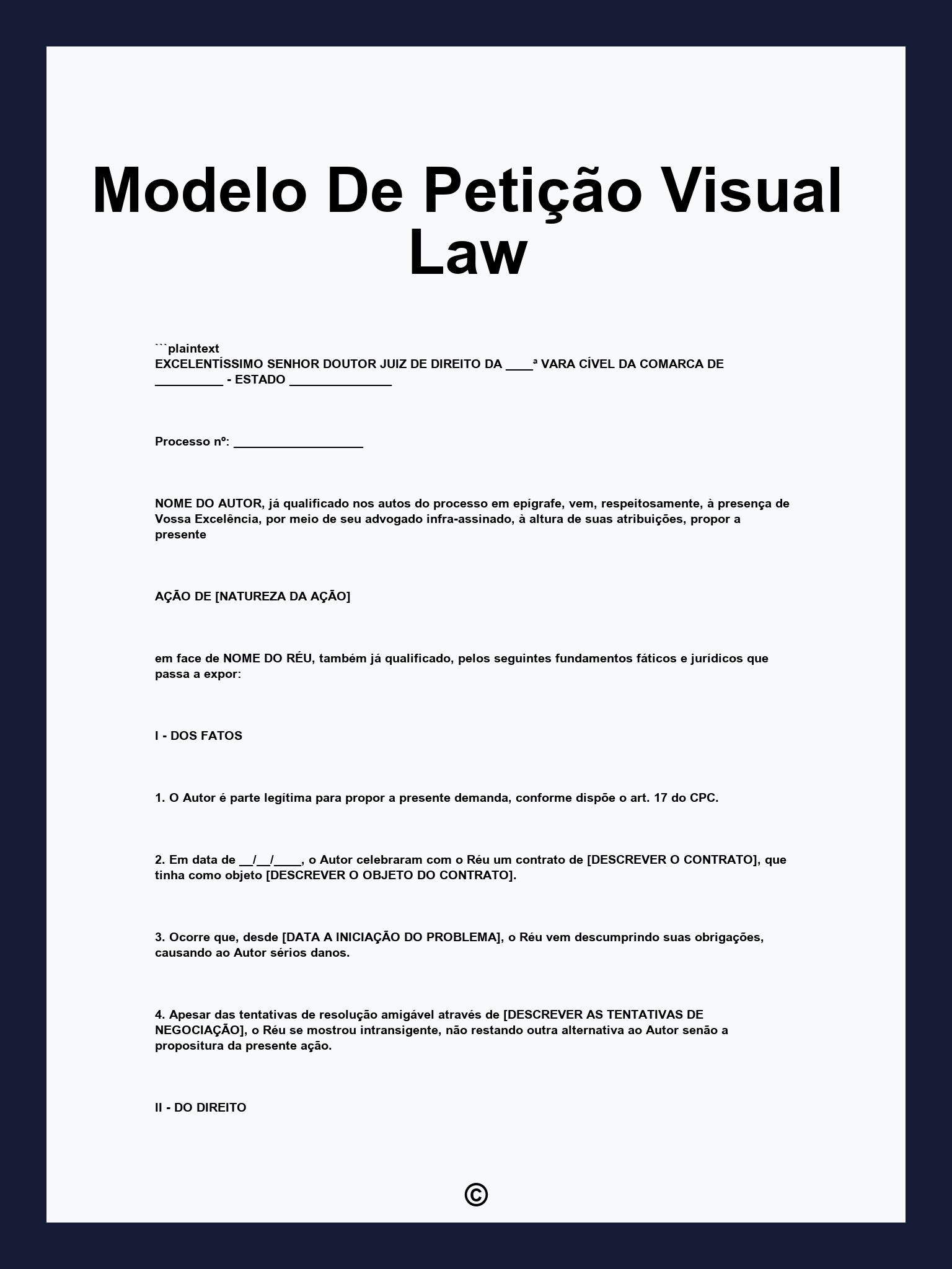 Modelo De Petição Visual Law