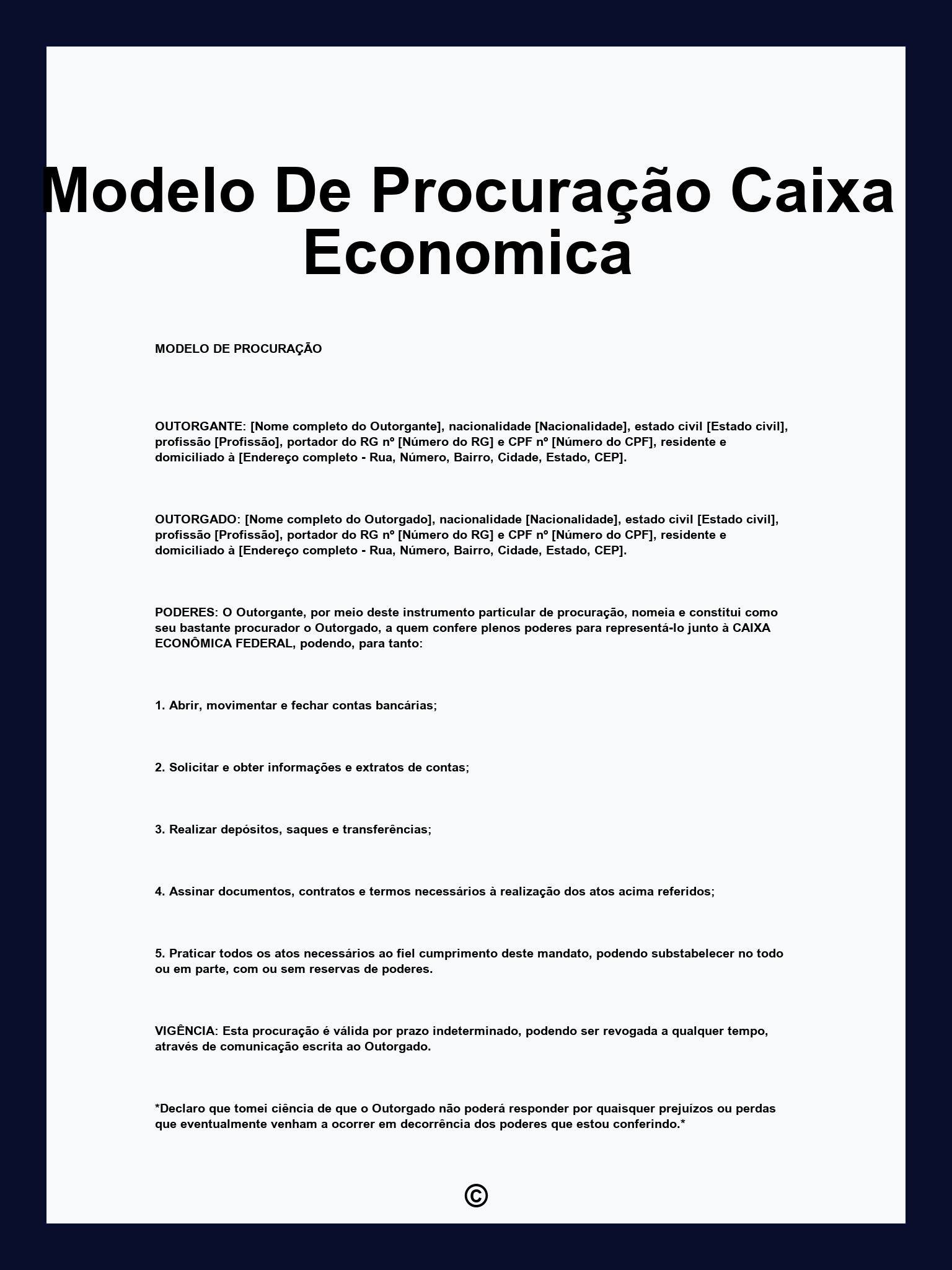Modelo De Procuração Caixa Economica