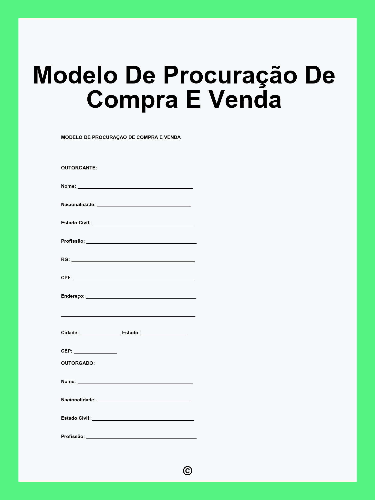 Modelo De Procuração De Compra E Venda
