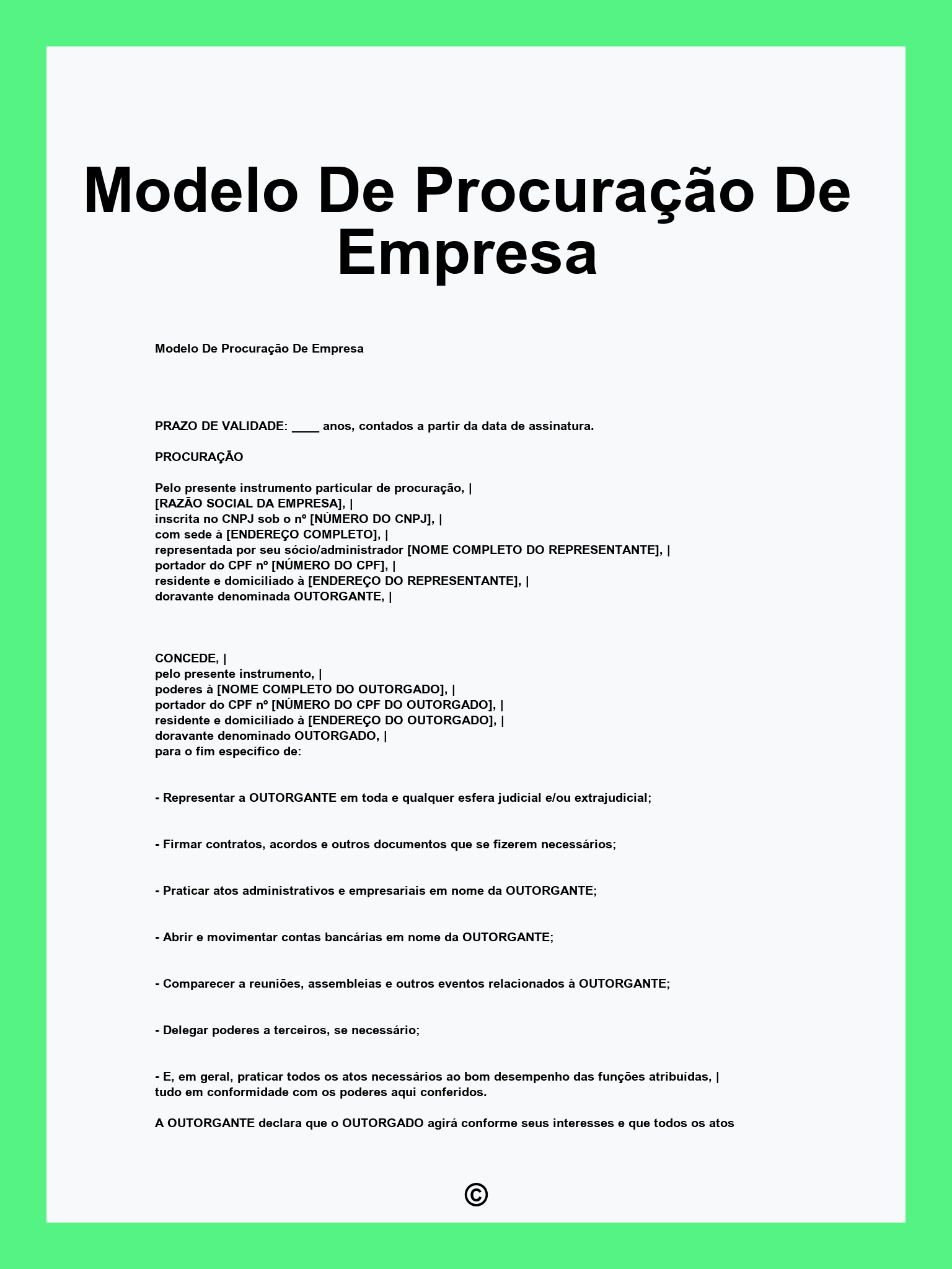 Modelo De Procuração De Empresa