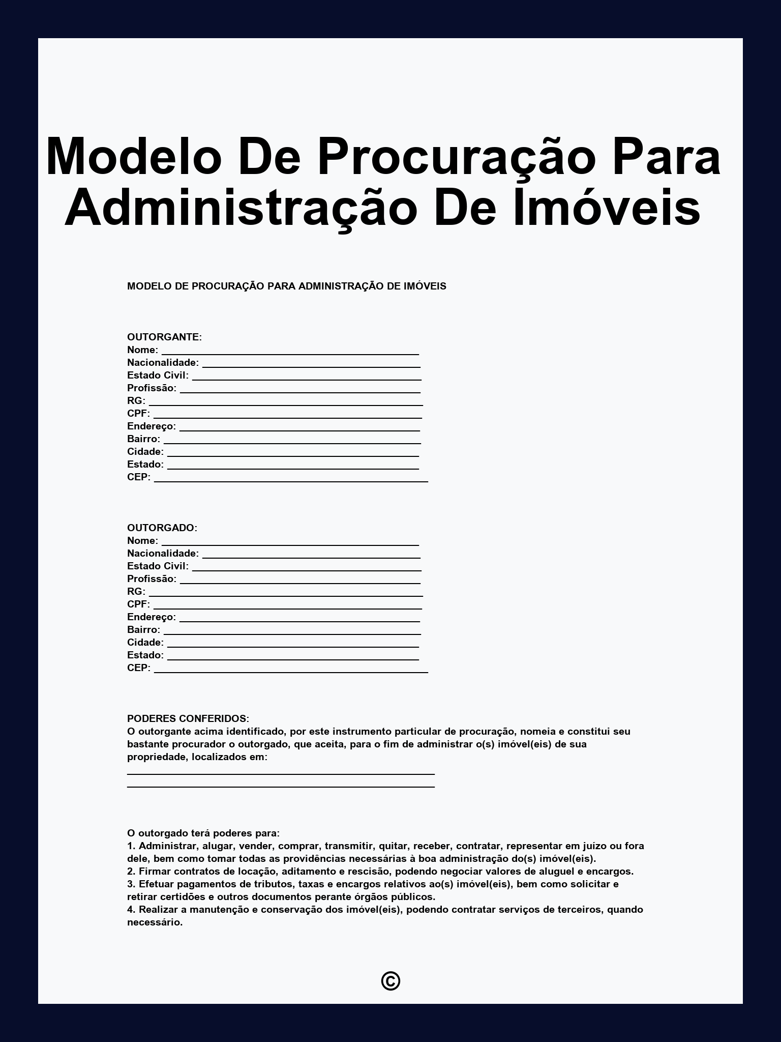 Modelo De Procuração Para Administração De Imóveis
