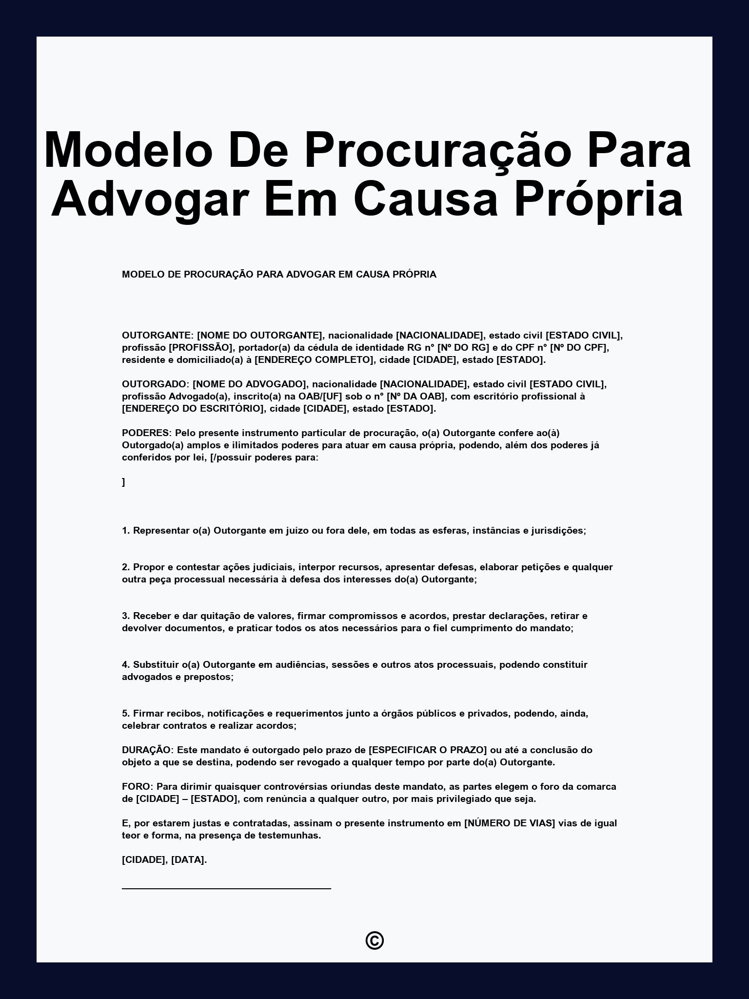 Modelo De Procuração Para Advogar Em Causa Própria