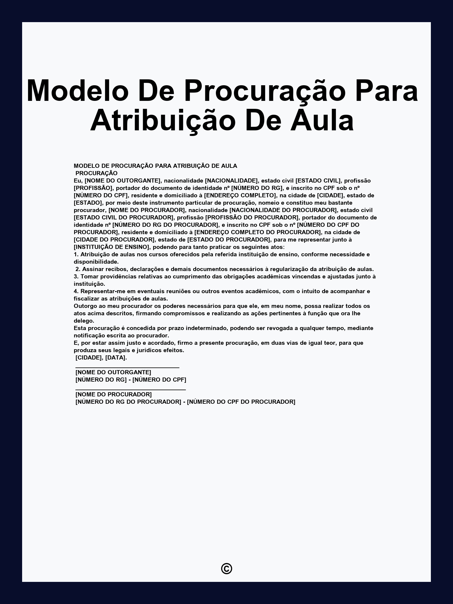 Modelo De Procuração Para Atribuição De Aula