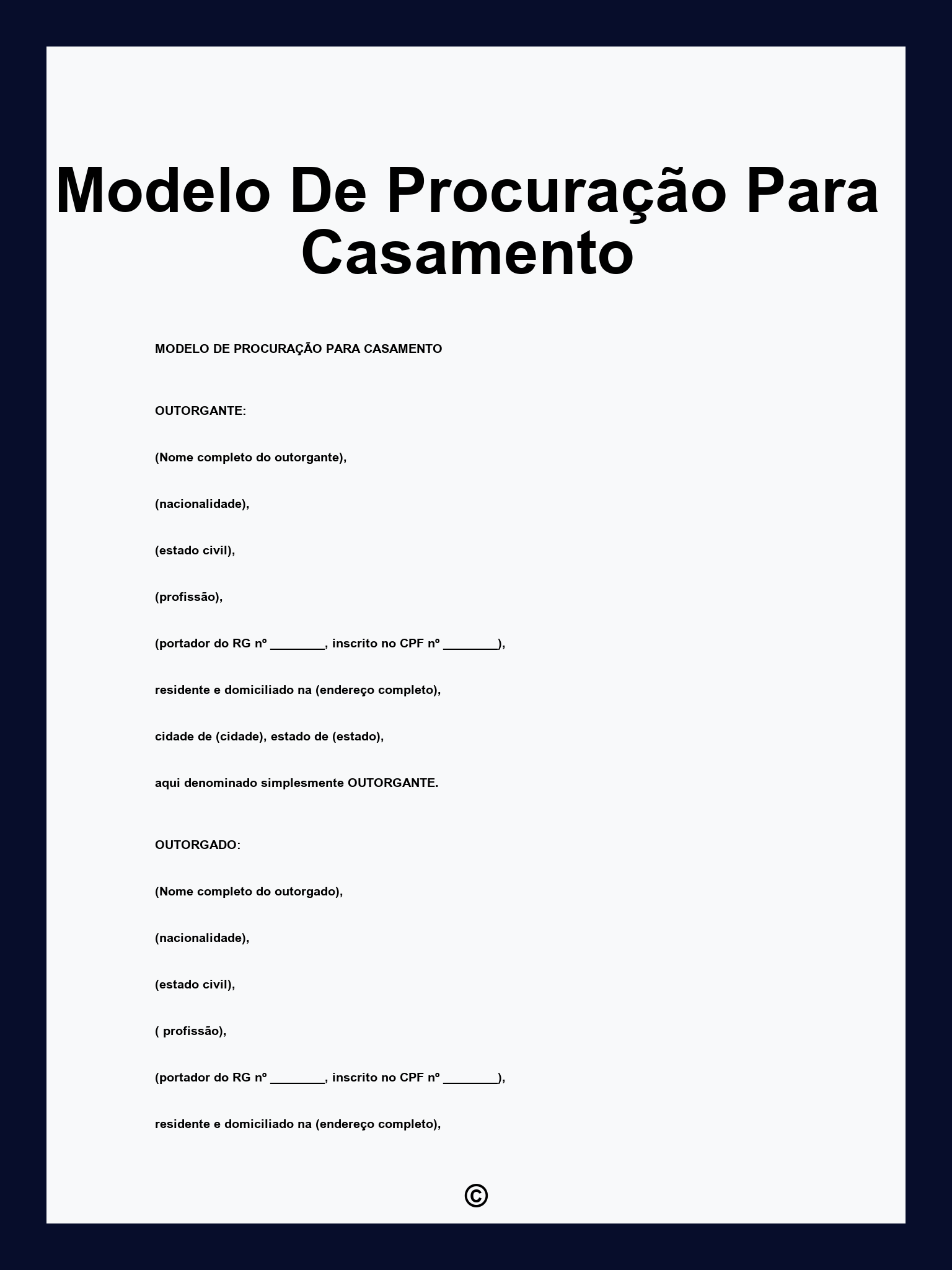Modelo De Procuração Para Casamento