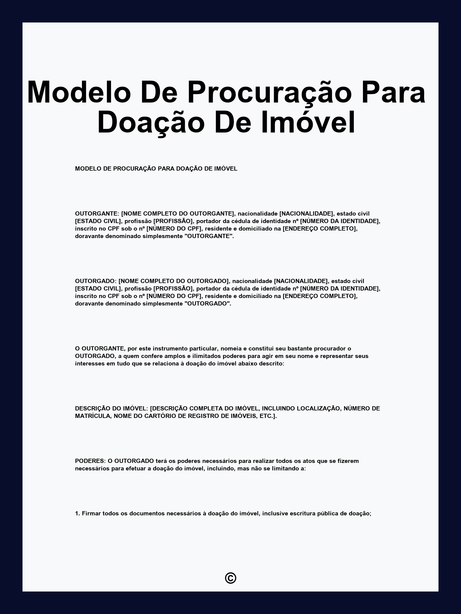 Modelo De Procuração Para Doação De Imóvel