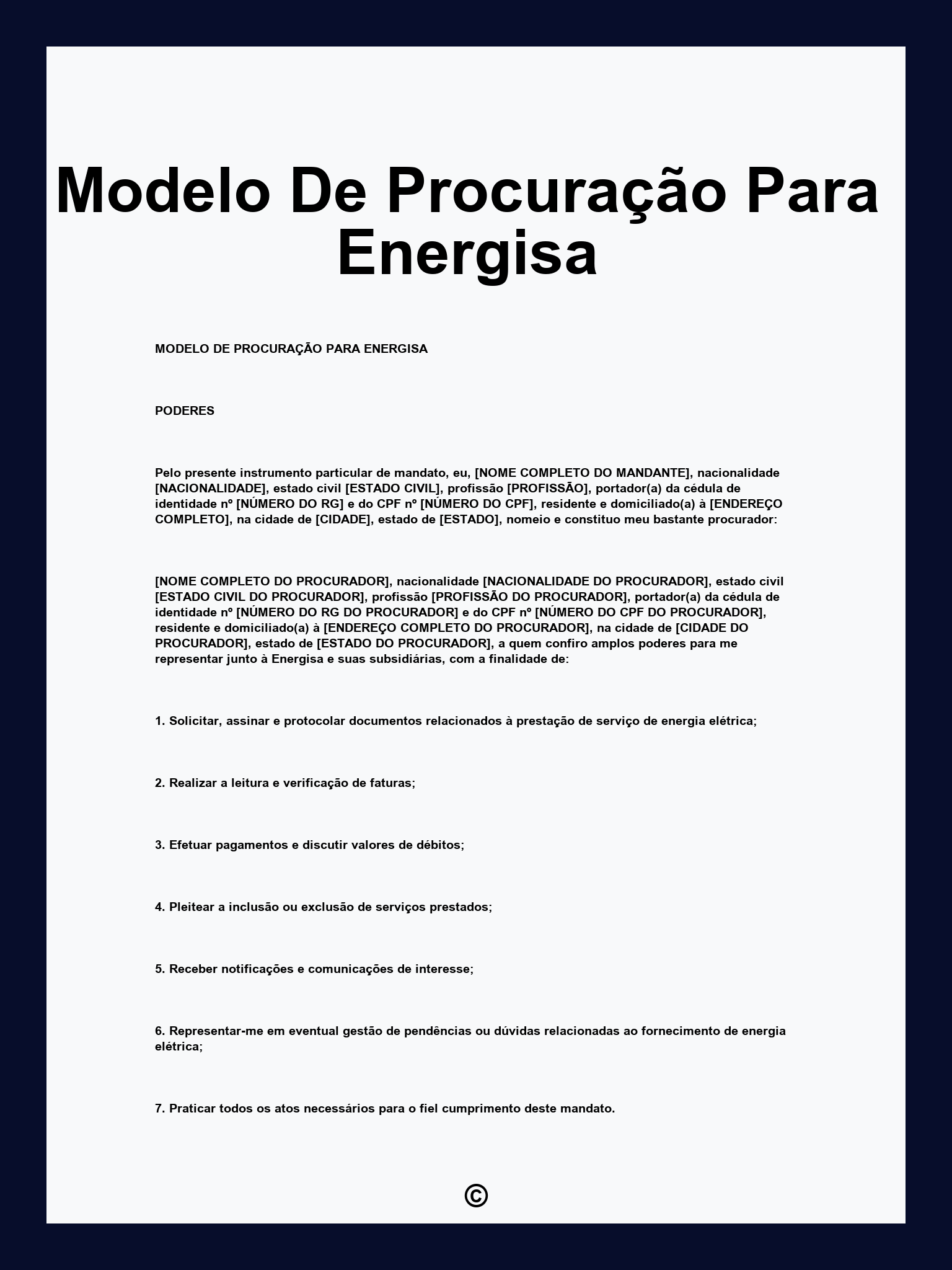 Modelo De Procuração Para Energisa