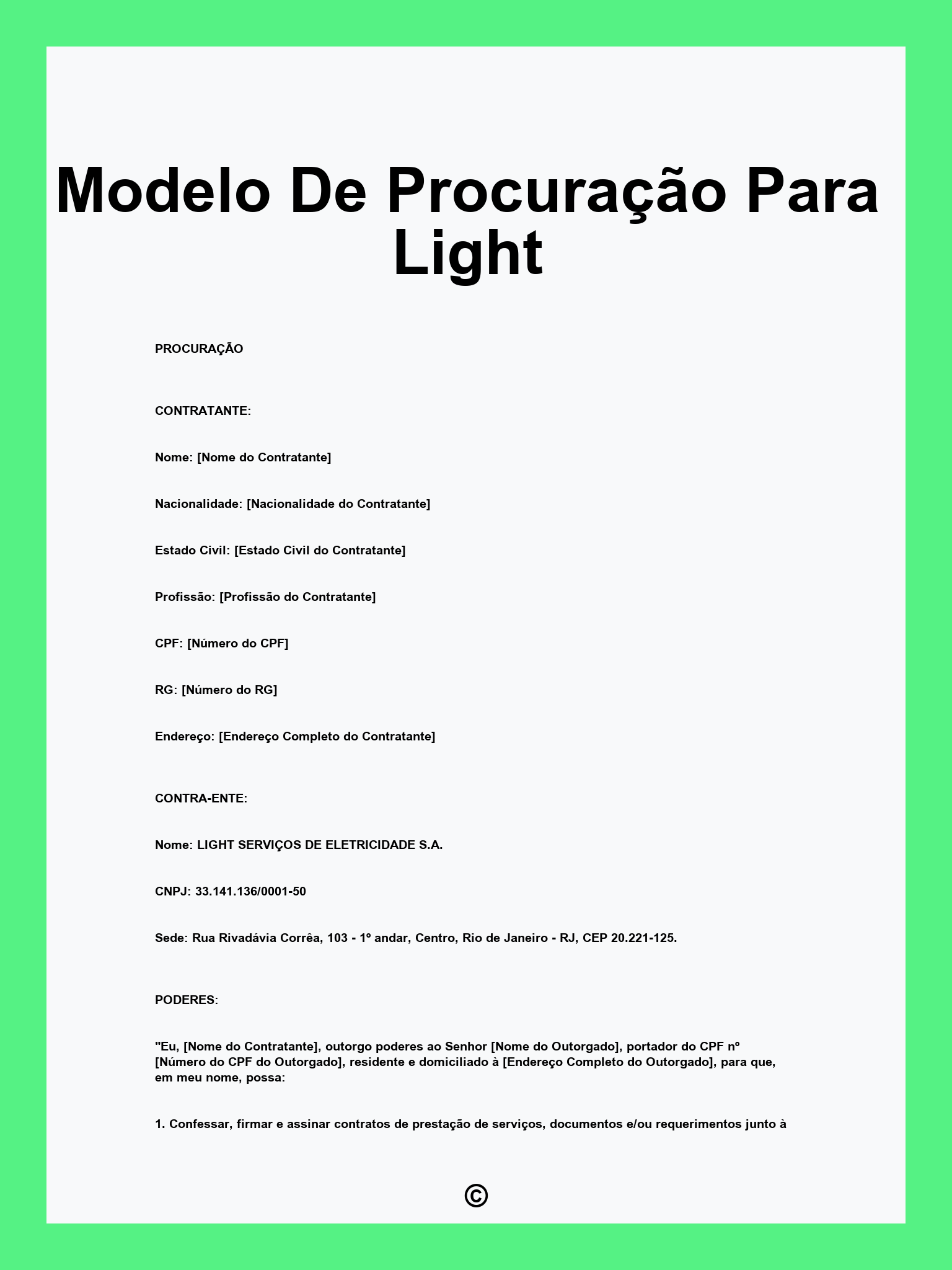 Modelo De Procuração Para Light