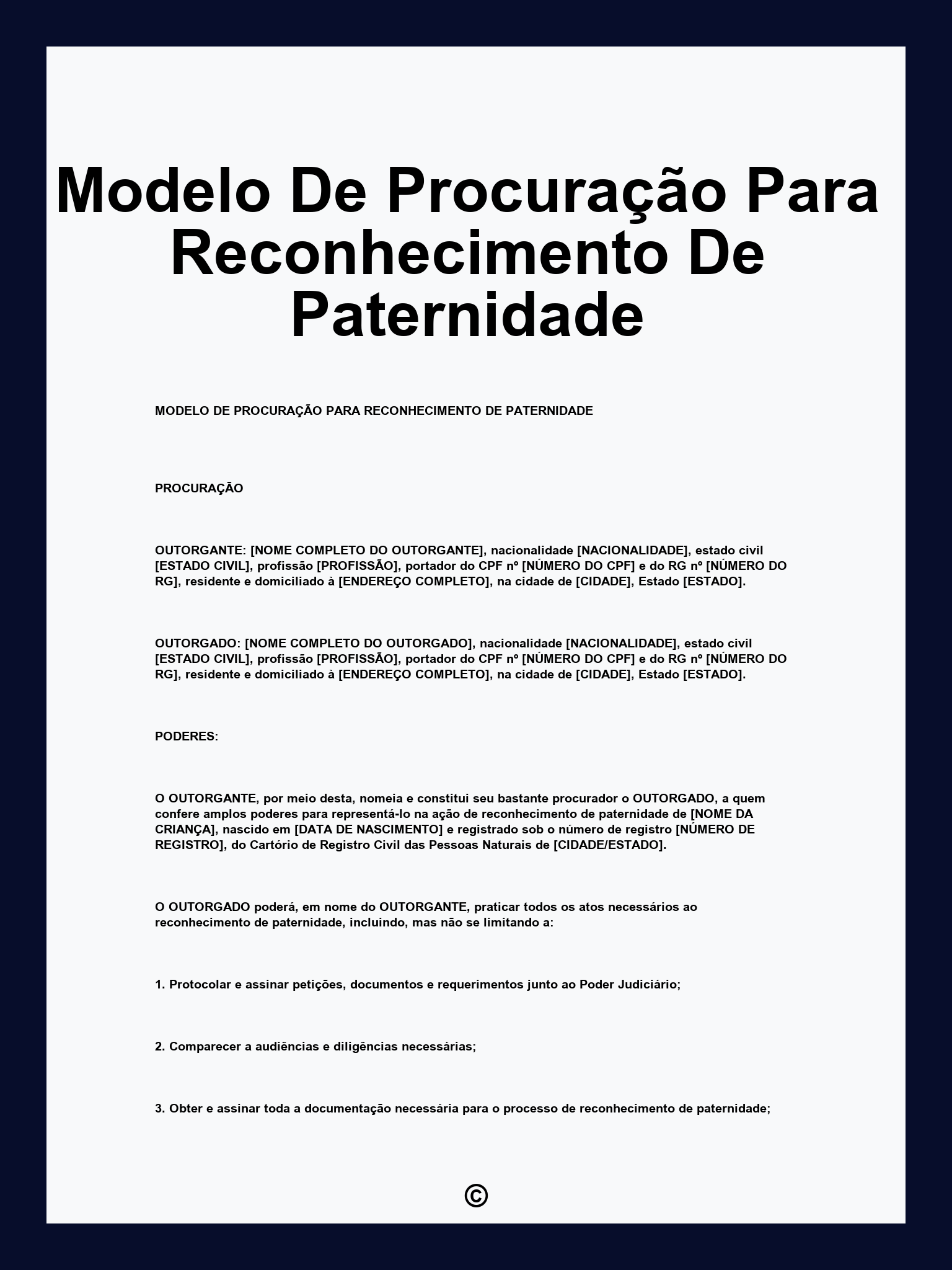 Modelo De Procuração Para Reconhecimento De Paternidade