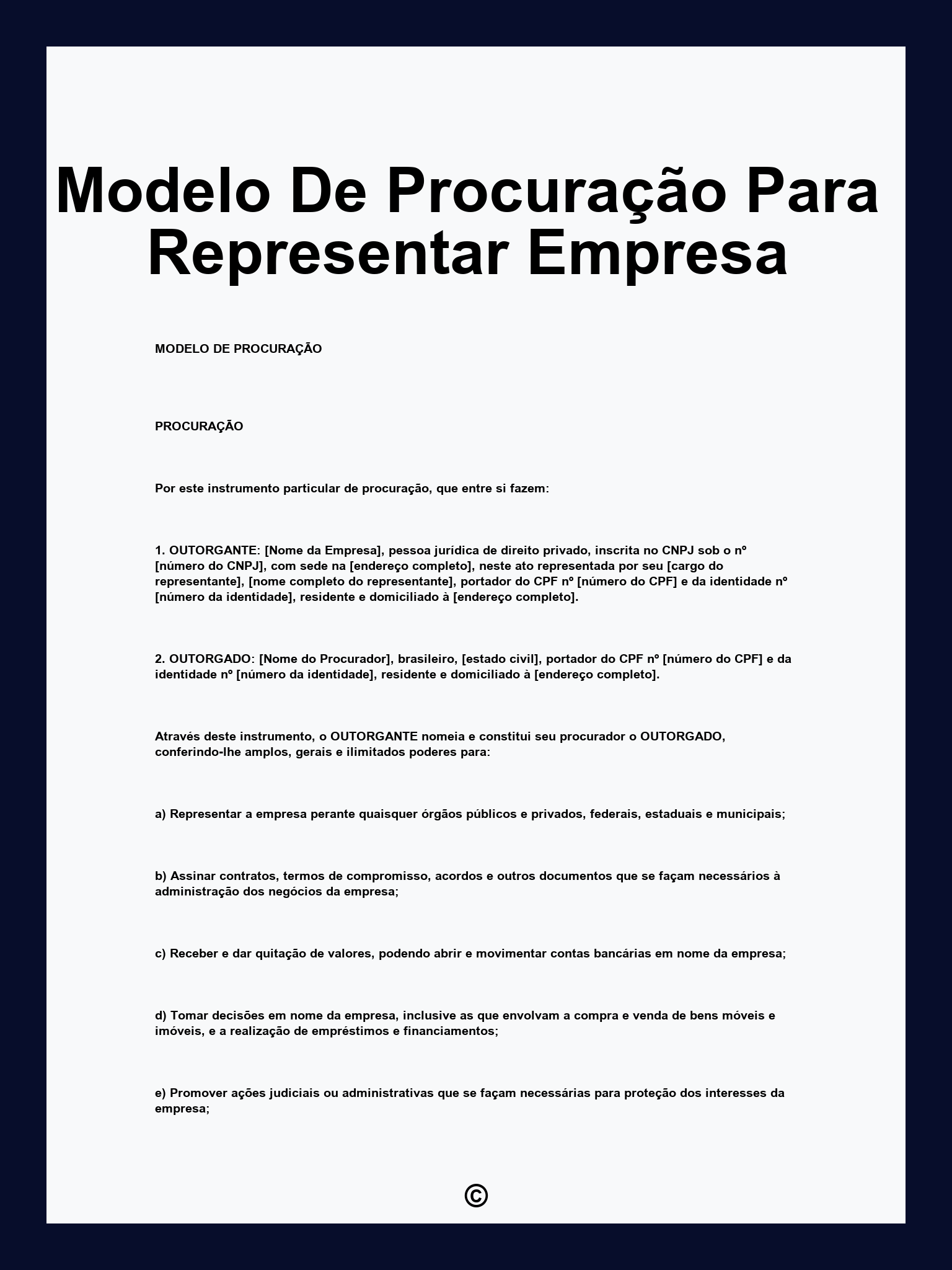 Modelo De Procuração Para Representar Empresa