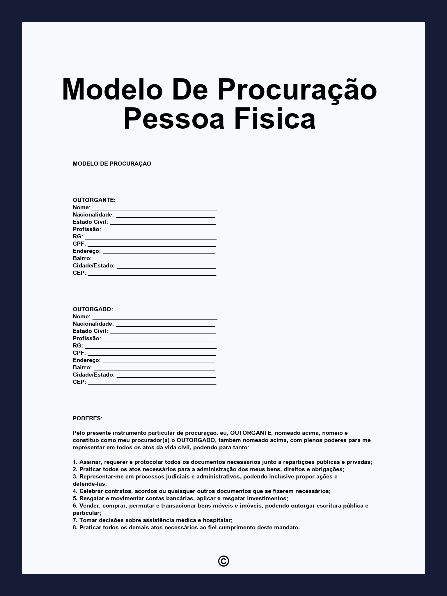 Modelo De Procuração Pessoa Fisica