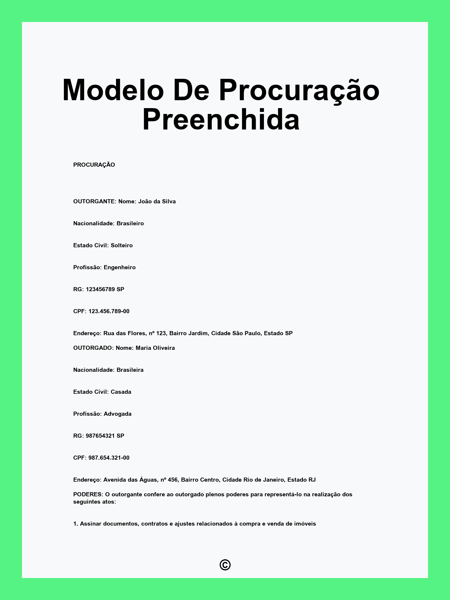 Modelo De Procuração Preenchida