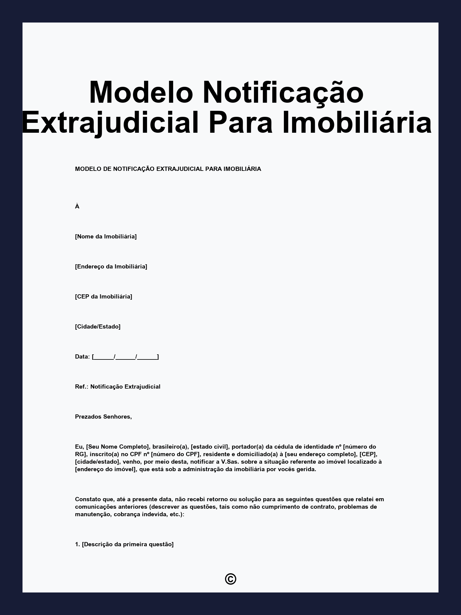 Modelo Notificação Extrajudicial Para Imobiliária