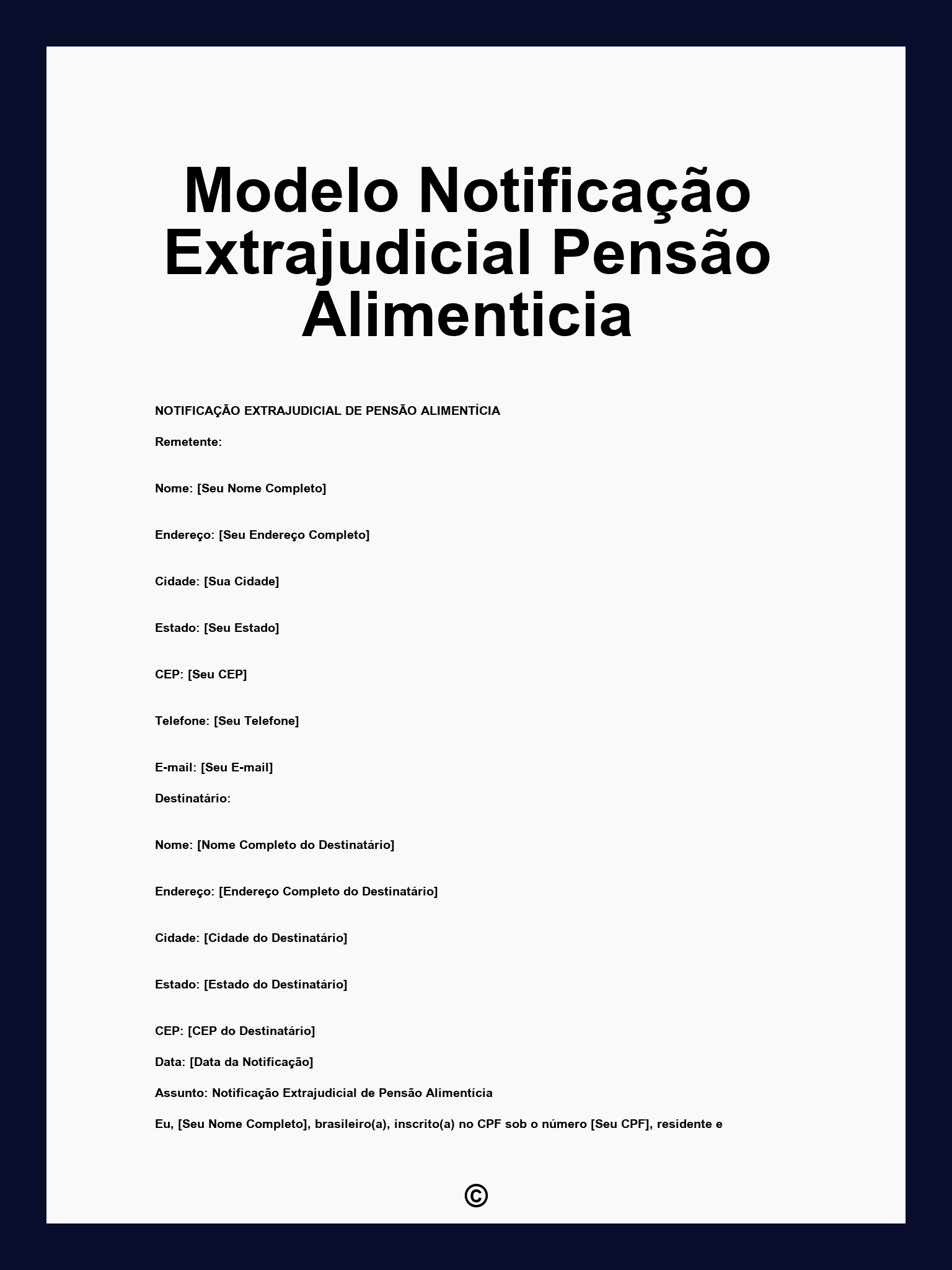 Modelo Notificação Extrajudicial Pensão Alimenticia