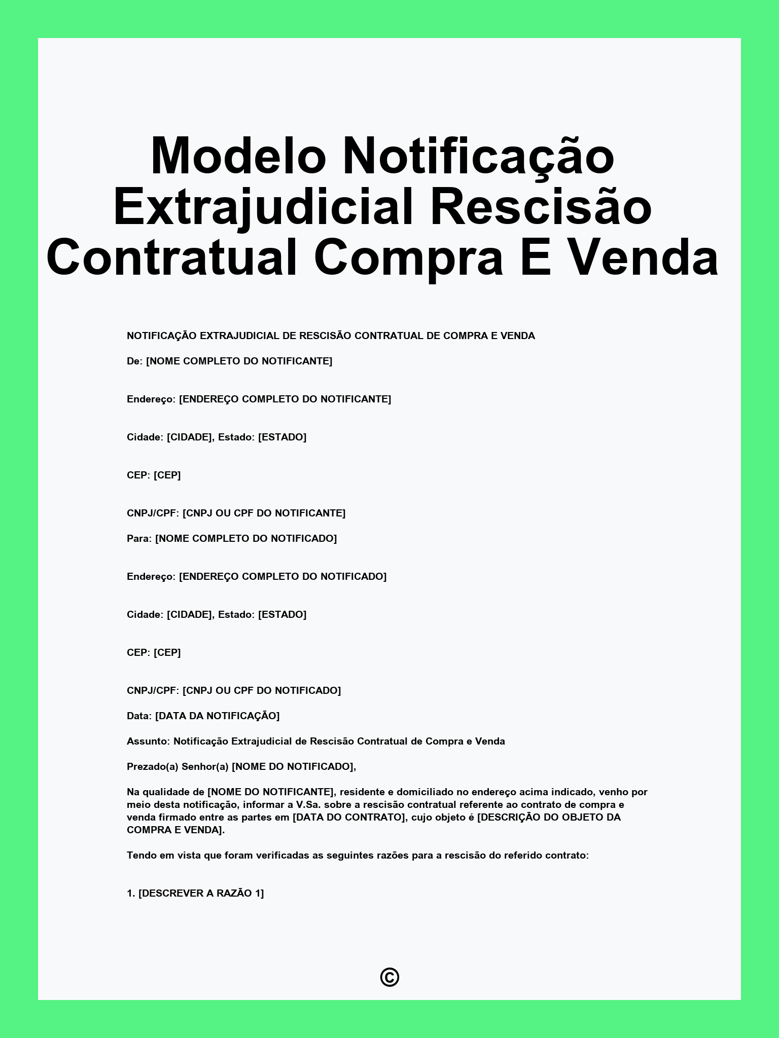 Modelo Notificação Extrajudicial Rescisão Contratual Compra E Venda