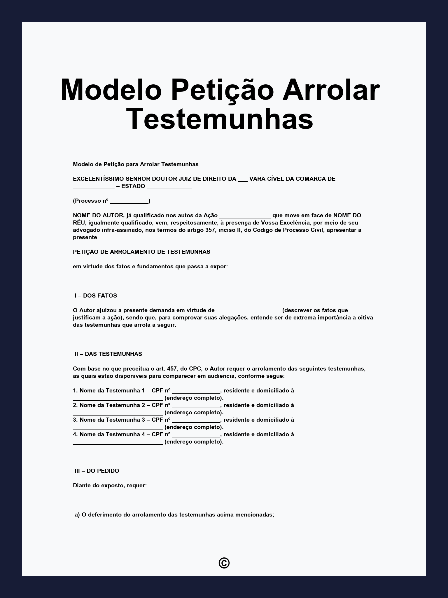 Modelo Petição Arrolar Testemunhas