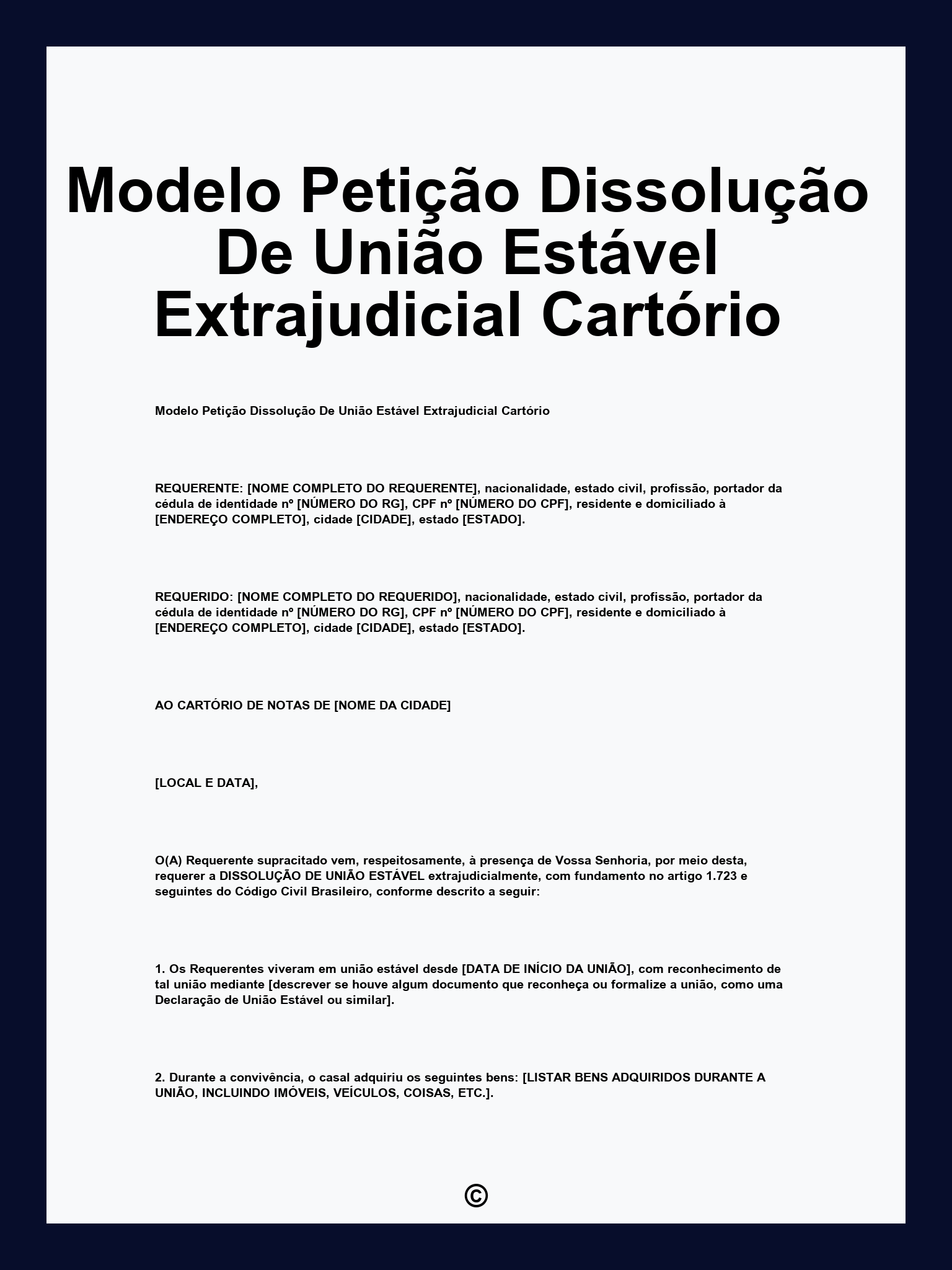 Modelo Petição Dissolução De União Estável Extrajudicial Cartório
