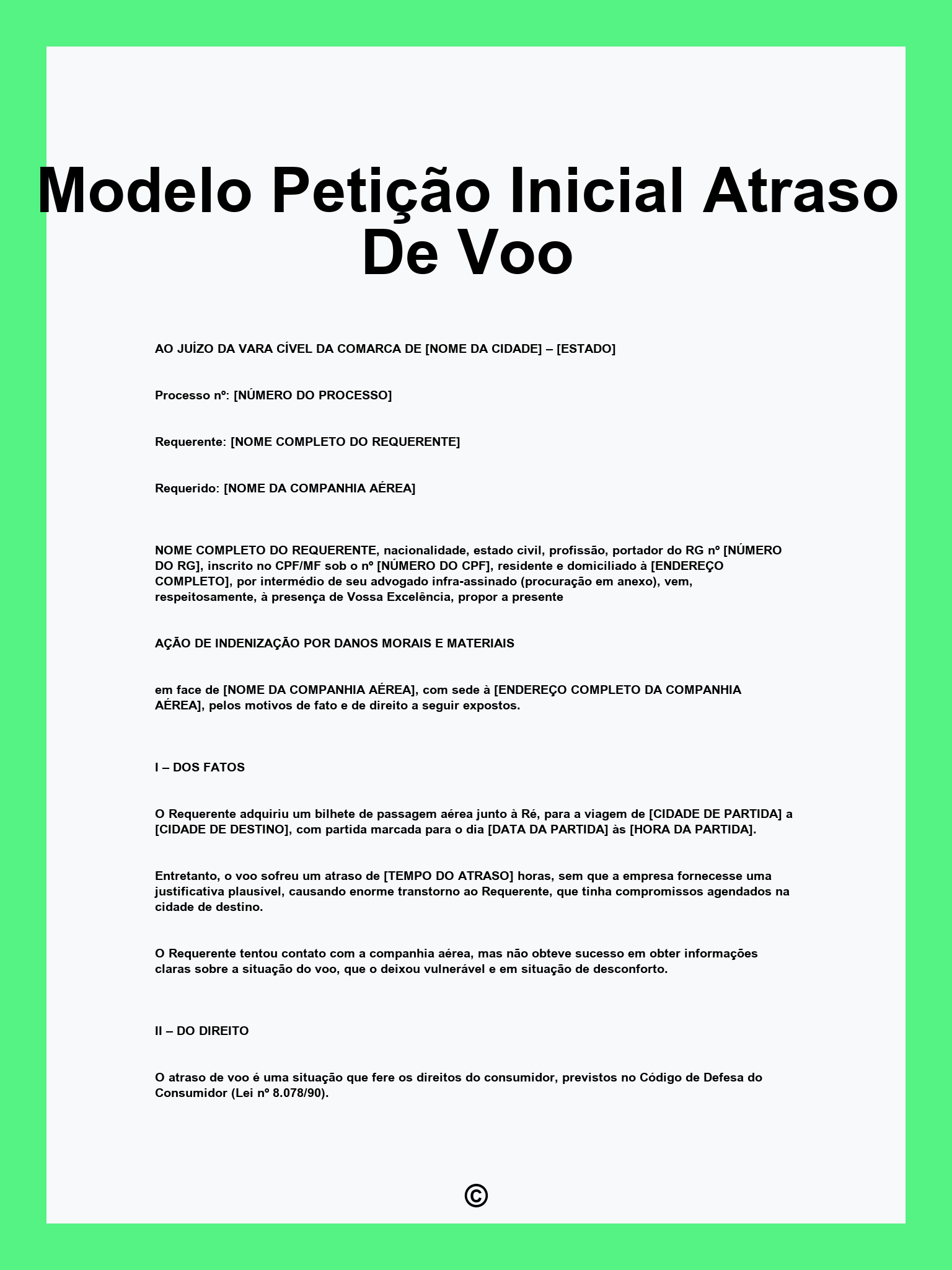 Modelo Petição Inicial Atraso De Voo