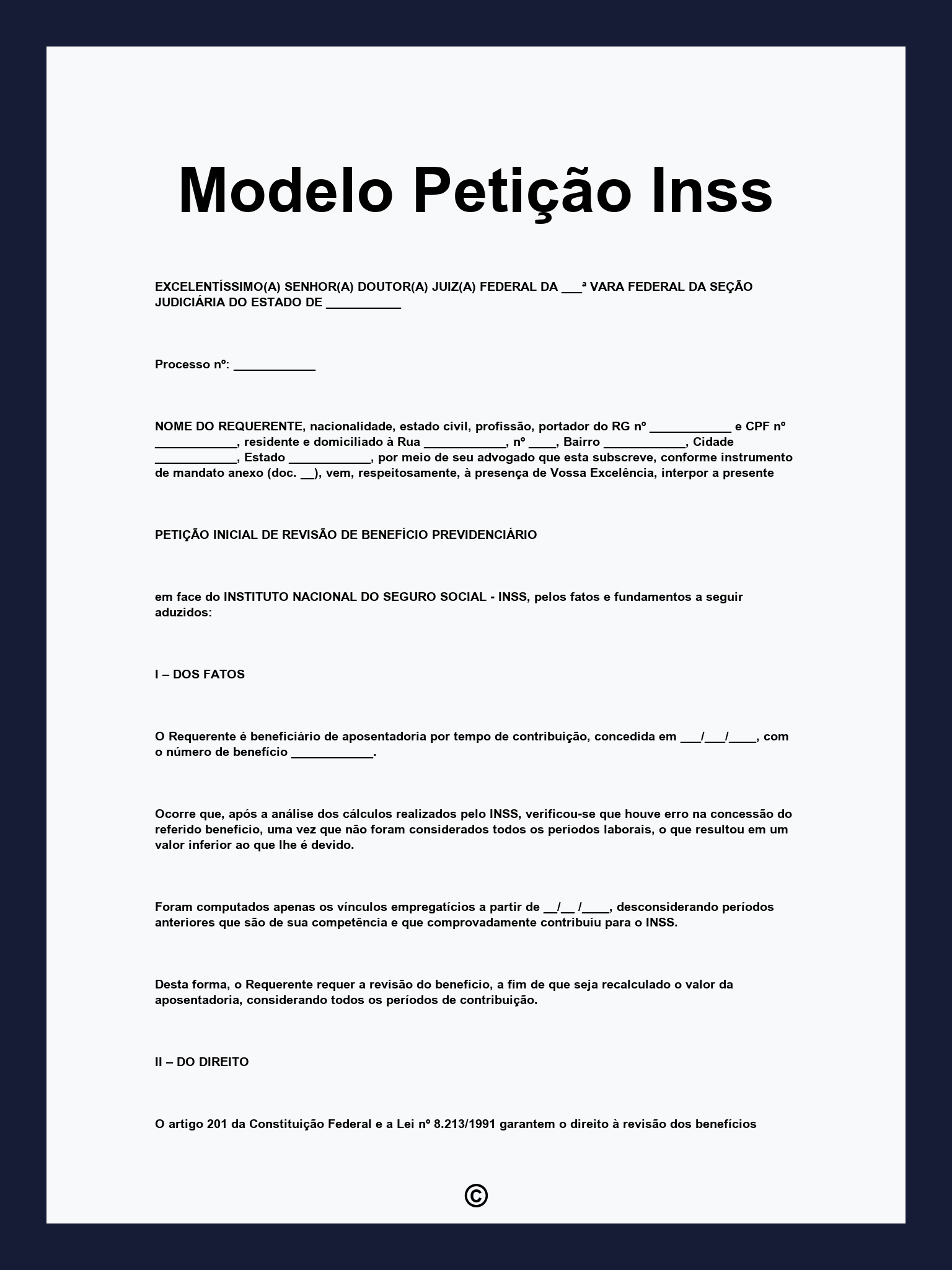 Modelo Petição Inss