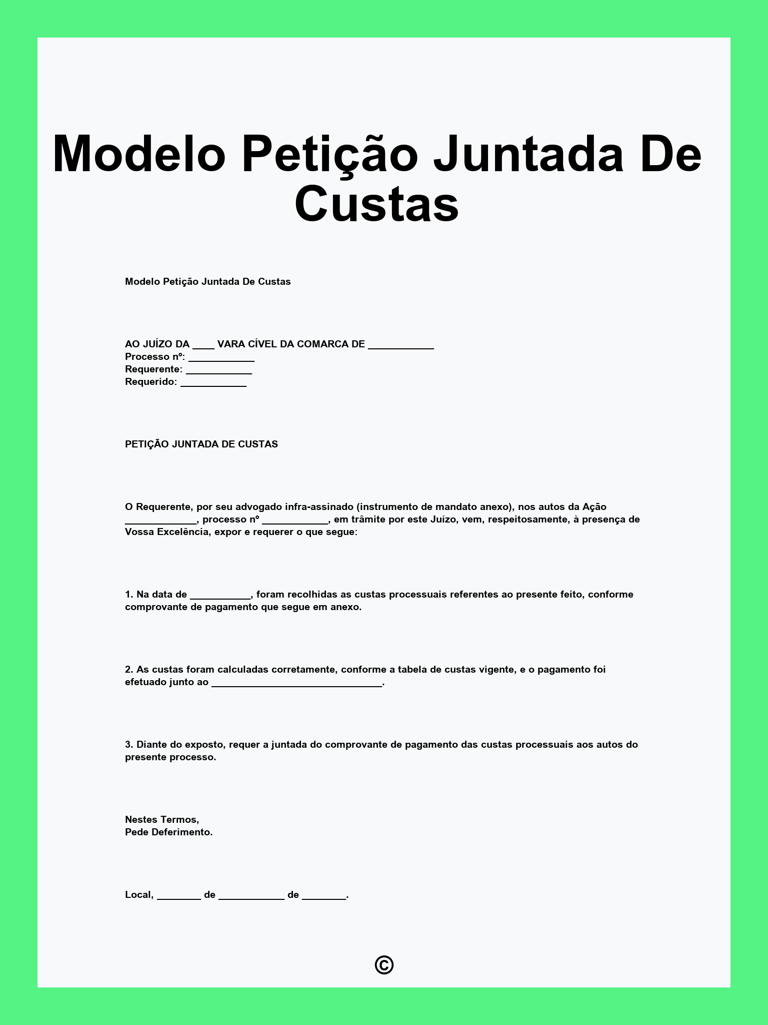 Modelo Petição Juntada De Custas
