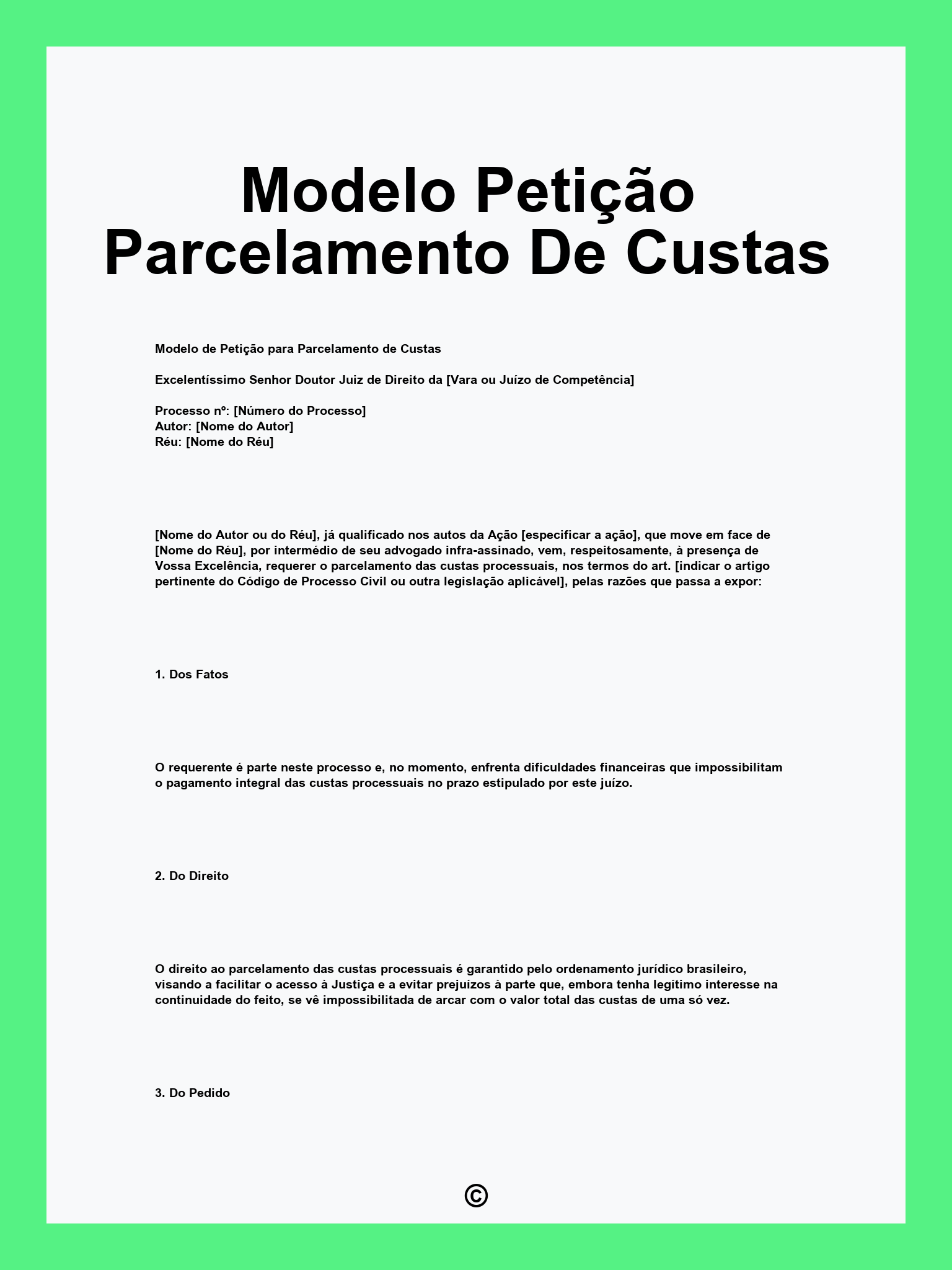 Modelo Petição Parcelamento De Custas